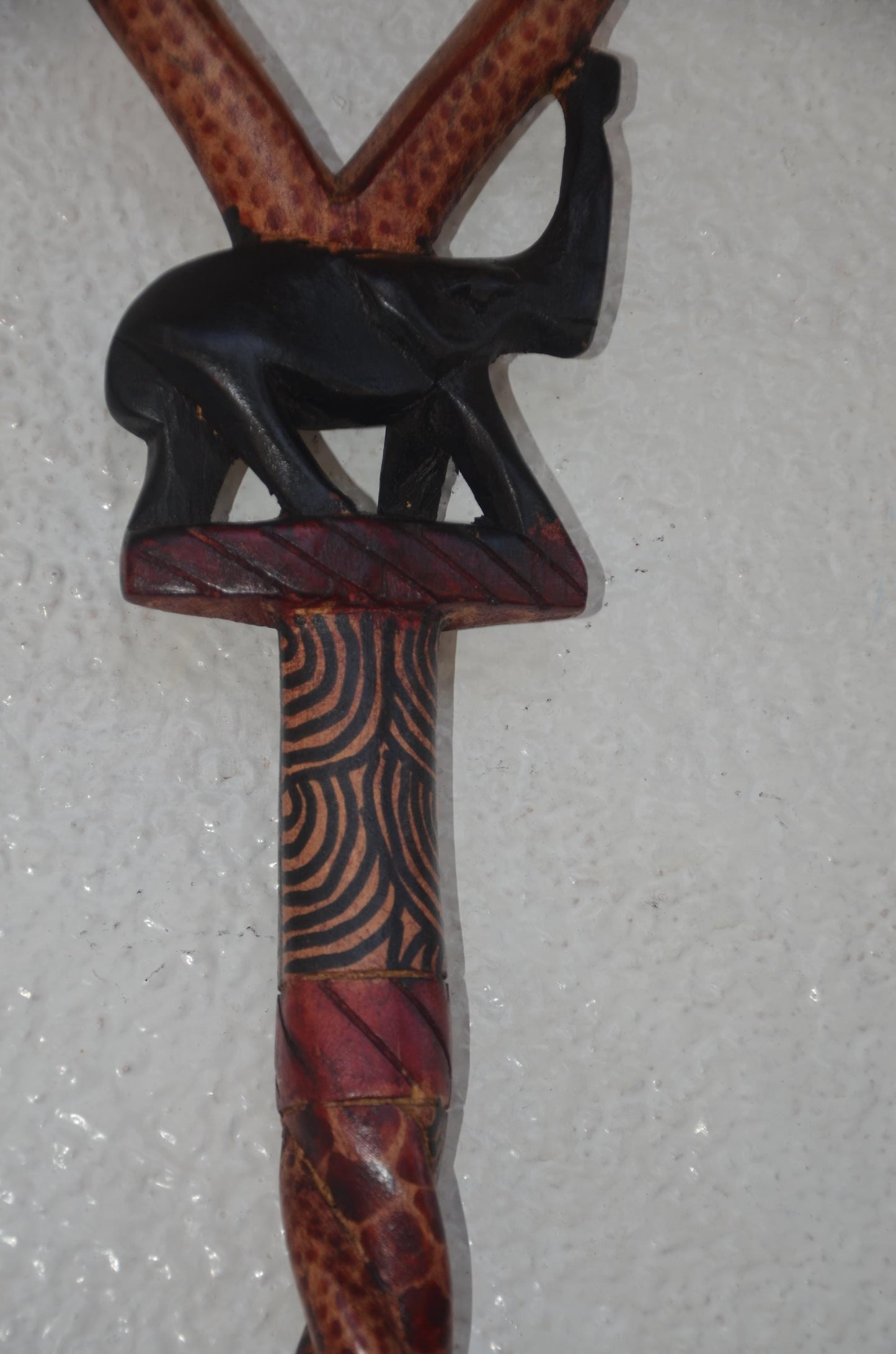 Rwandan Royal Walking Stick – 37" Hand-Carved Wood – Traditional King Inkoni