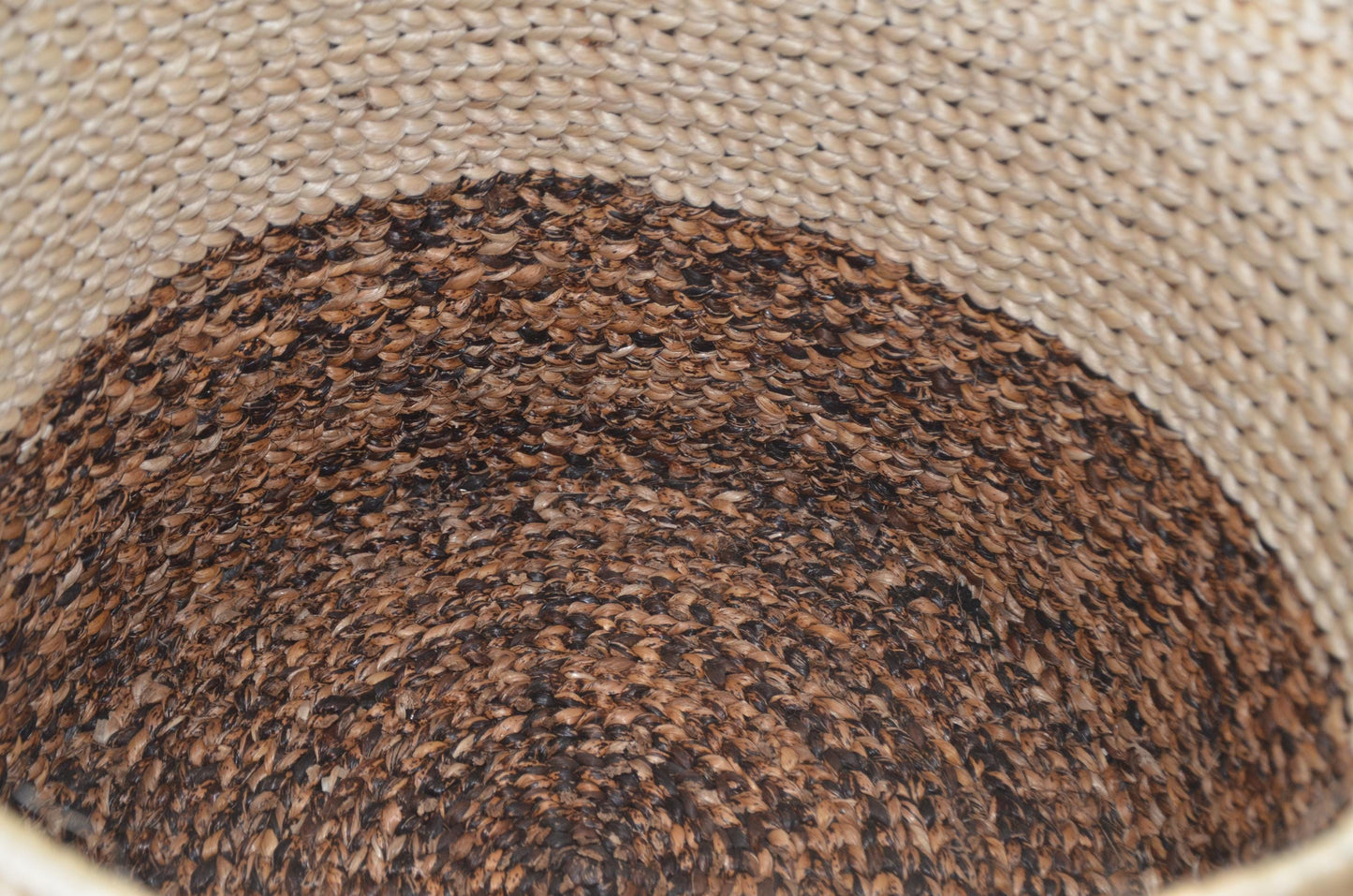 Large 21" Sisal Storage Basket – Two-Tone Handwoven Hamper – Rwandan Utility