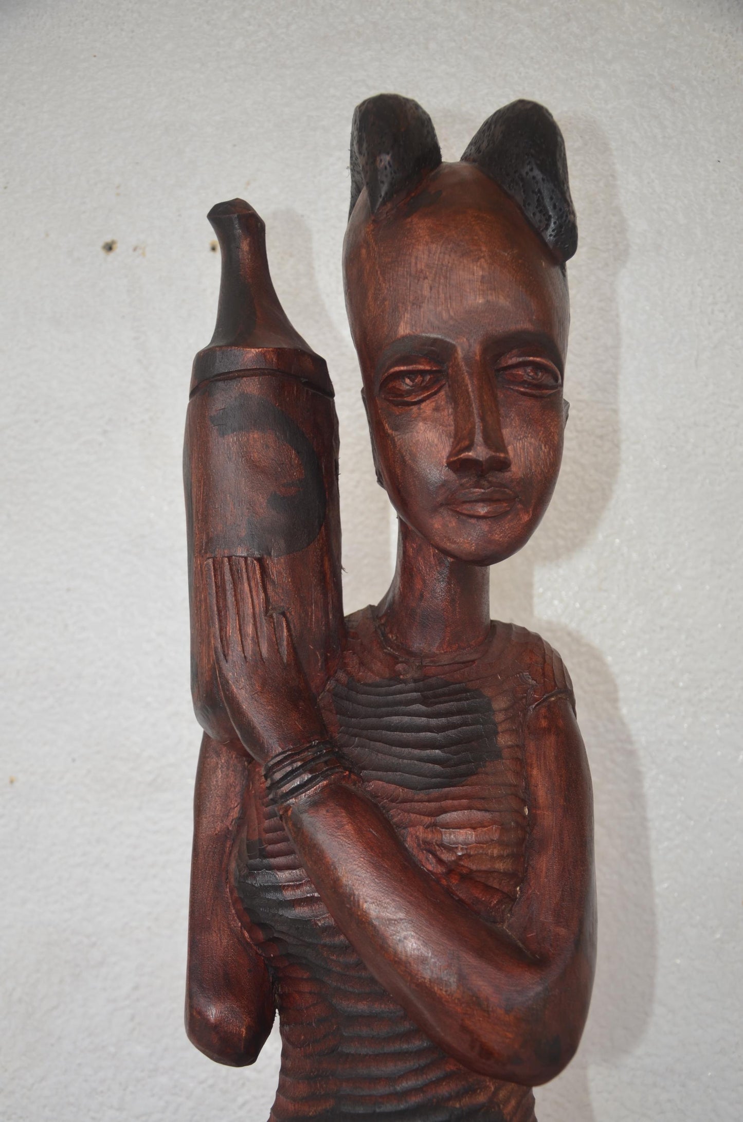 Nyiranzage Statue – 45" Hand-Carved Wood – Rwandan Heritage Goddess Figure