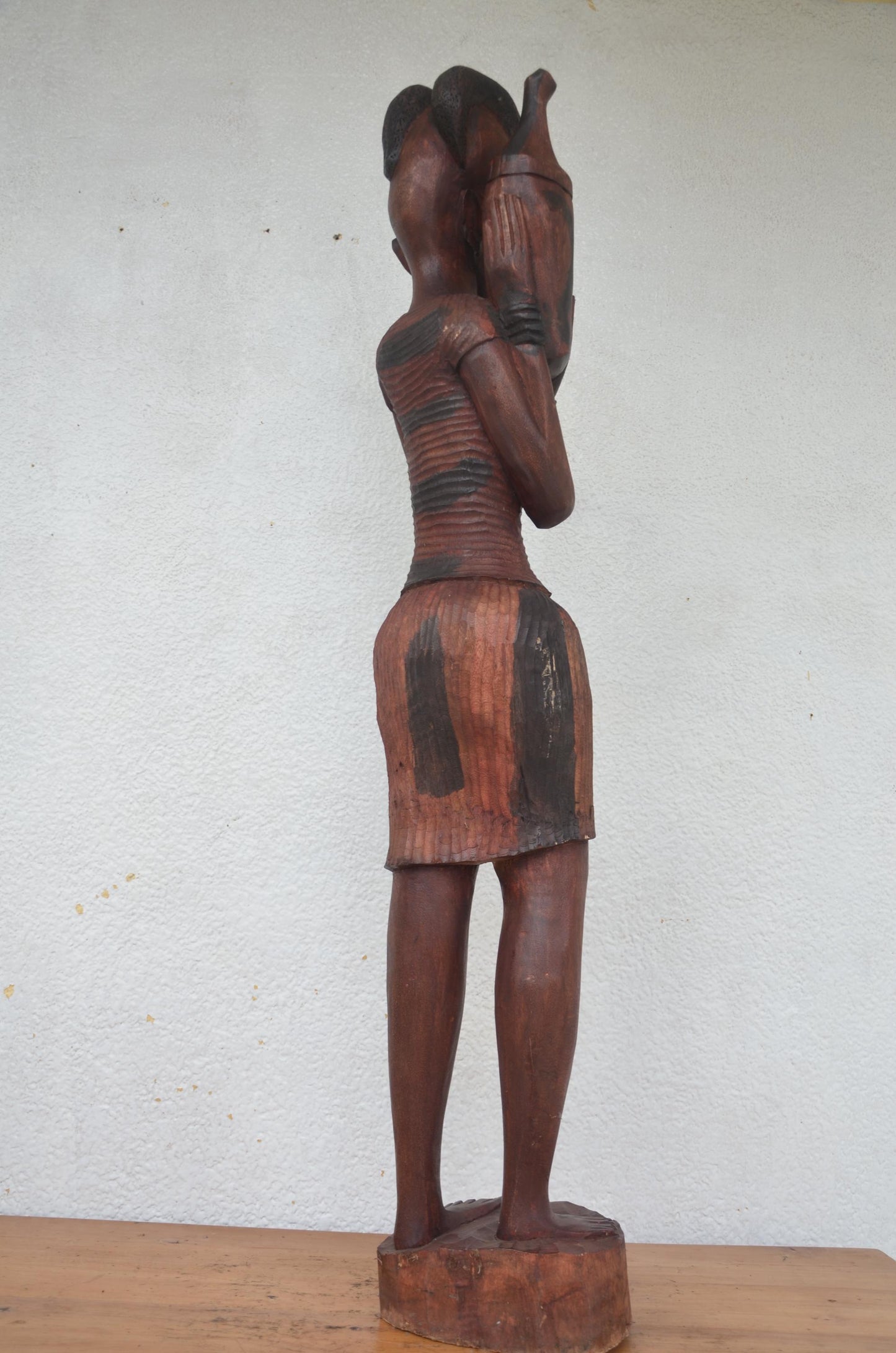 Nyiranzage Statue – 45" Hand-Carved Wood – Rwandan Heritage Goddess Figure