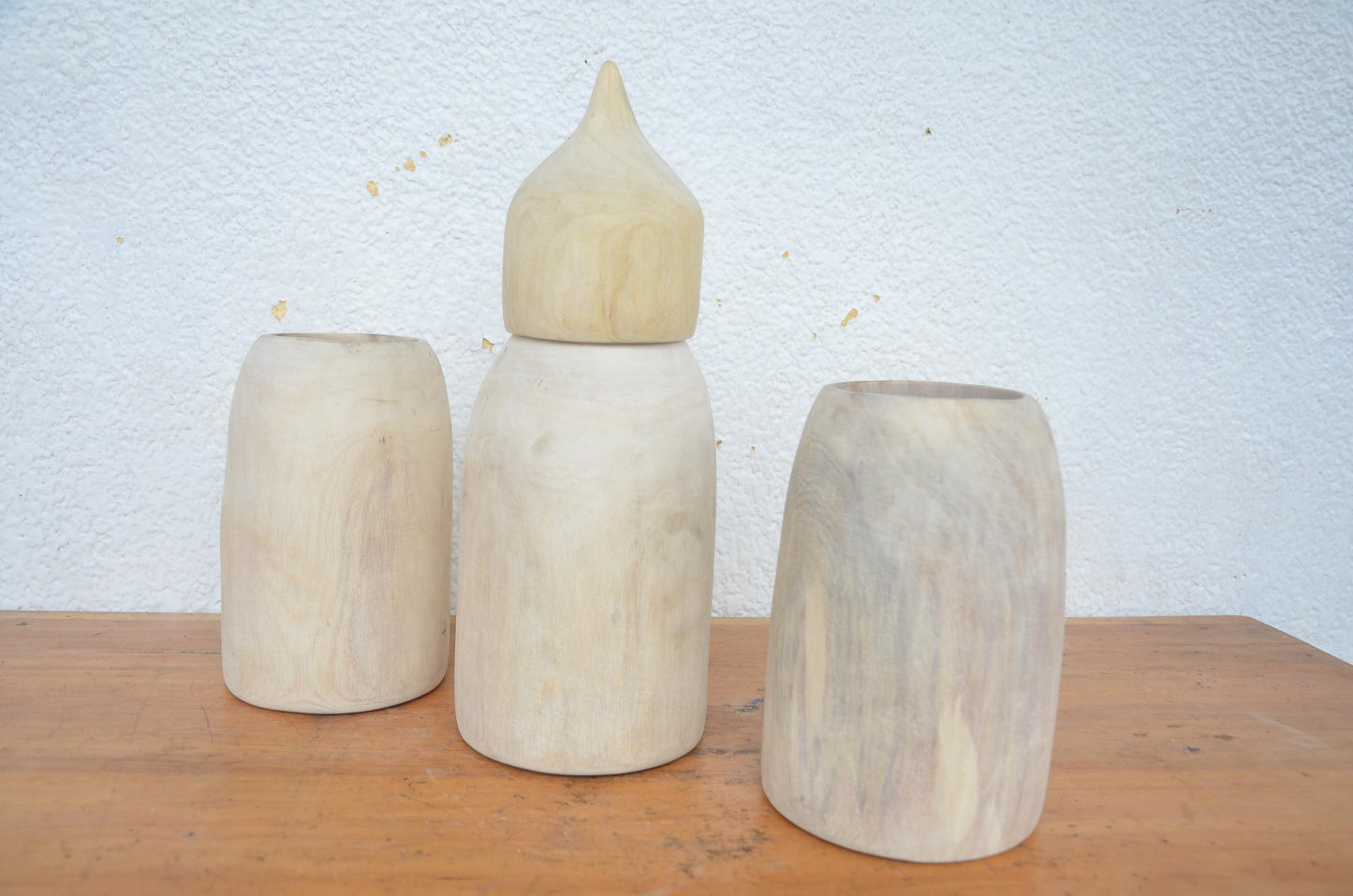 Rwandan Icyansi & Inkongo Milk Set – 3-Piece Hand-Carved Wood – Heritage Art