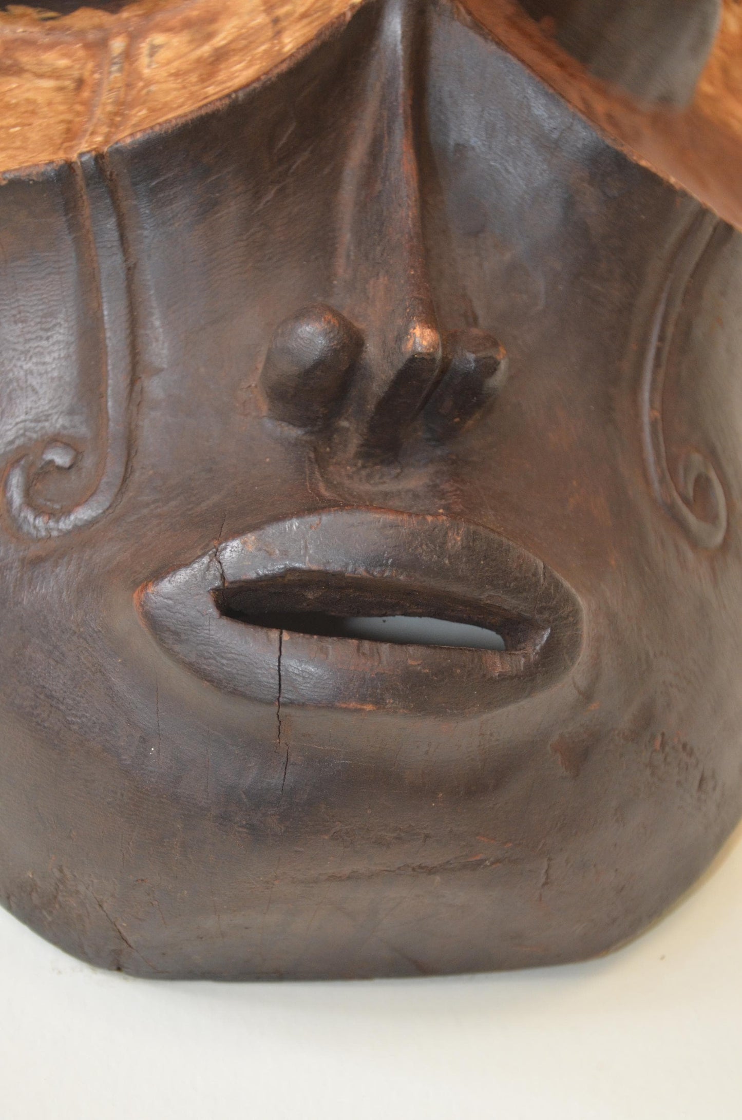 Chokwe Mwana Pwo Mask | Hand-Carved Pigment Wood Wall Decor | Congo Ancestor Art