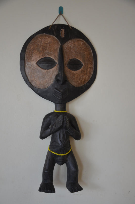 Ashanti Akua'ba Statue – 30" Hand-Carved Wood – Ghana Fertility Prestige Art