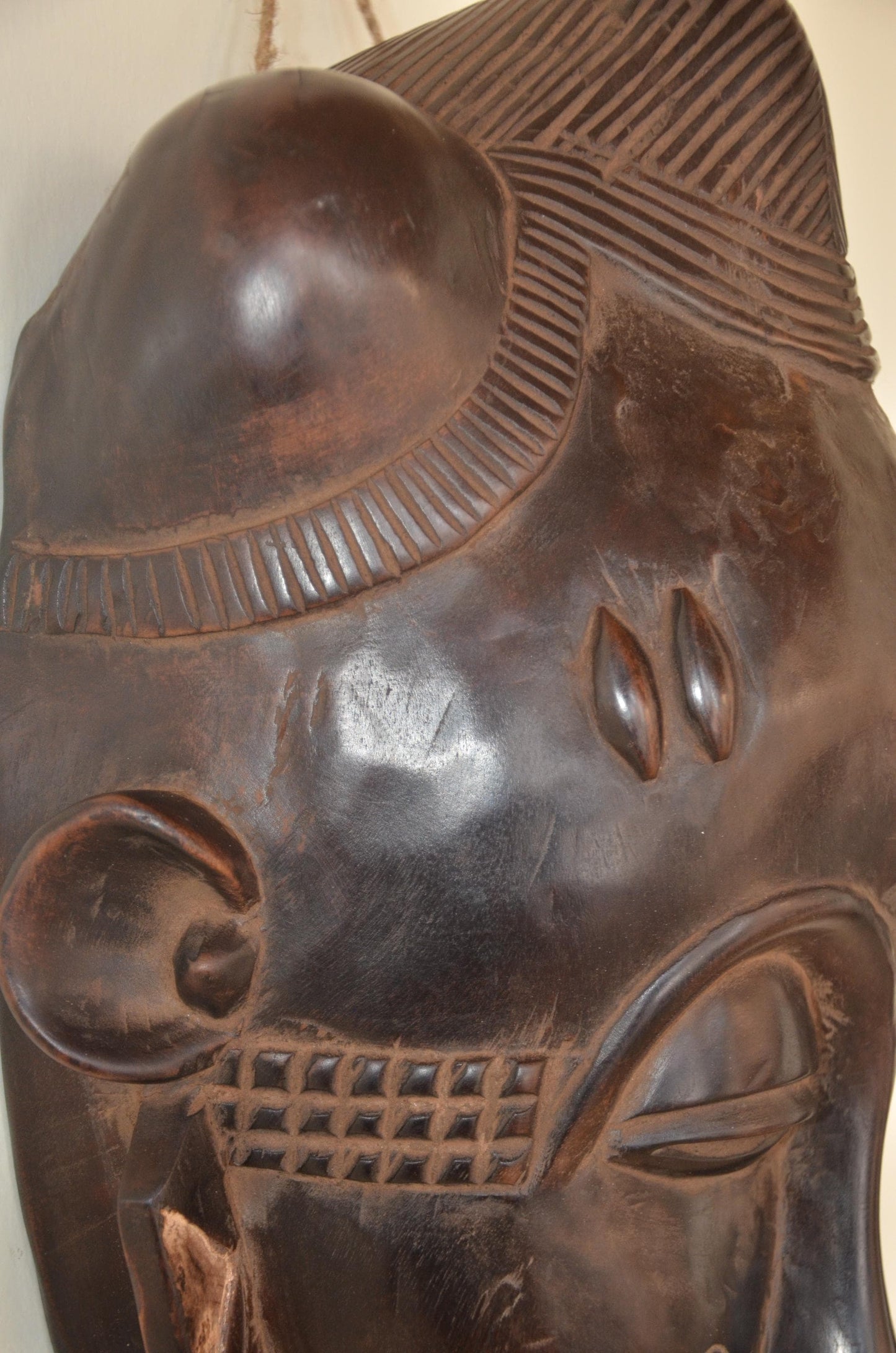 Baule Mblo Mask – 18" Hand-Carved Wood – Ivory Coast Idealized Portrait Art