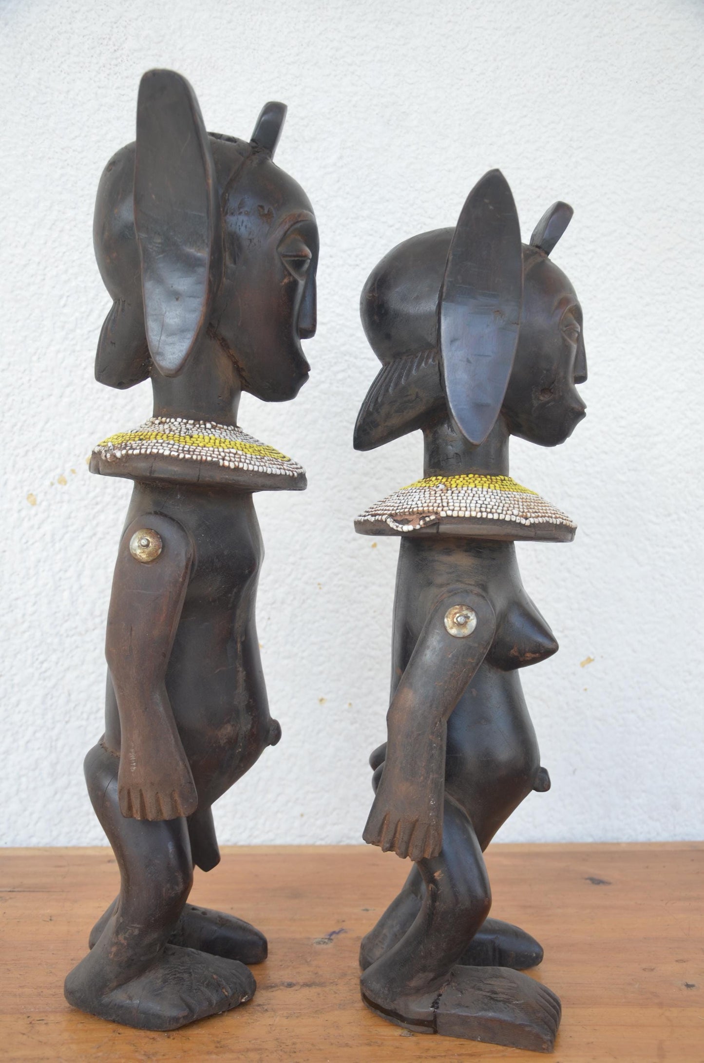 Hemba Singiti Couple – 24" Hand-Carved Wood – Congo Ancestor Power Figures