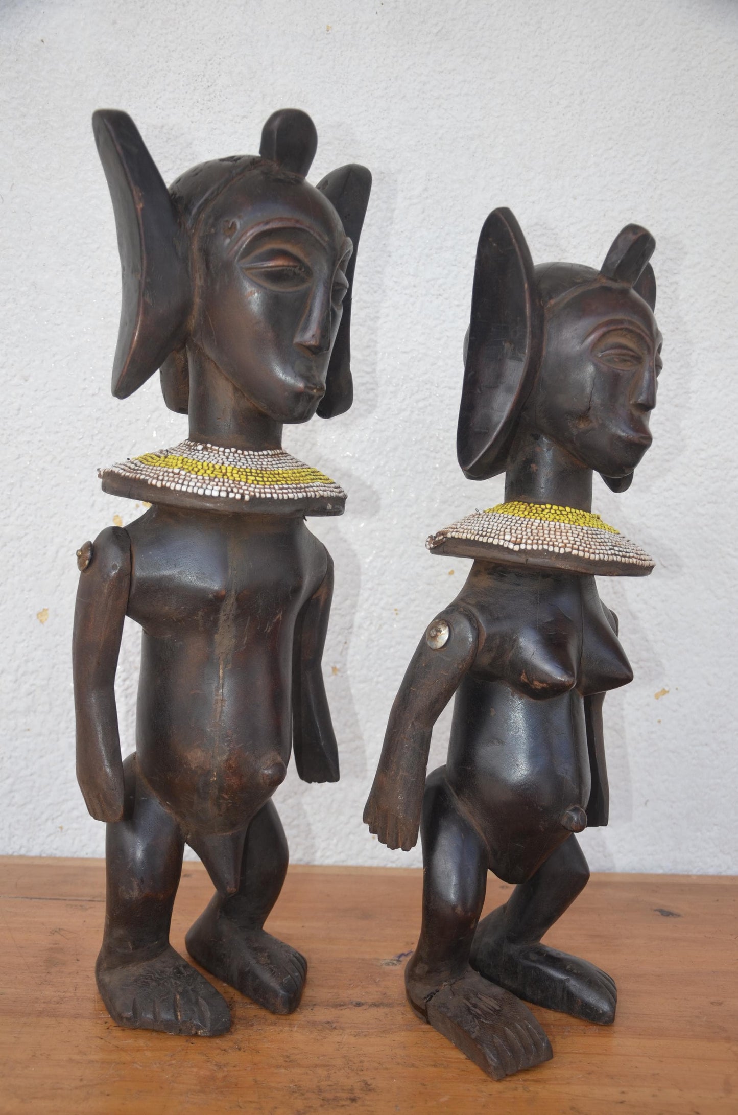 Hemba Singiti Couple – 24" Hand-Carved Wood – Congo Ancestor Power Figures