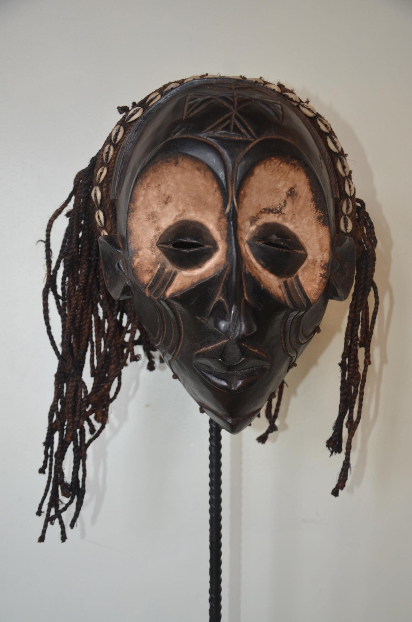 Chokwe Mwana Pwo Mask | Deep Carved Wood Wall Decor | Congo Maiden Spirit Art