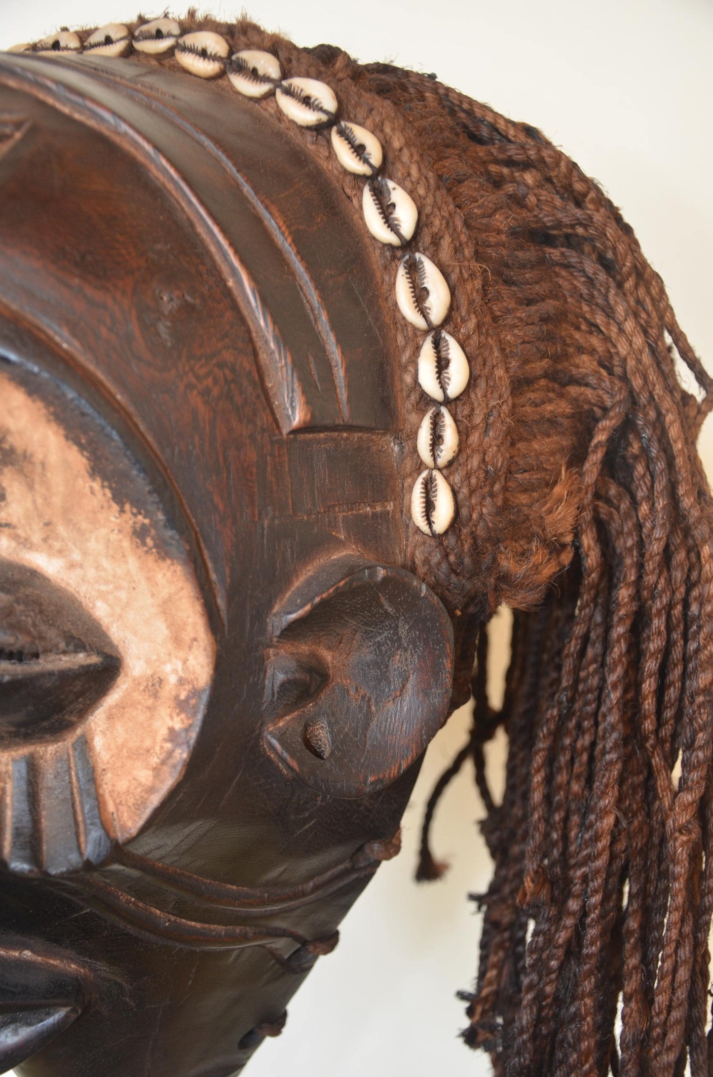 Chokwe Mwana Pwo Mask | Deep Carved Wood Wall Decor | Congo Maiden Spirit Art