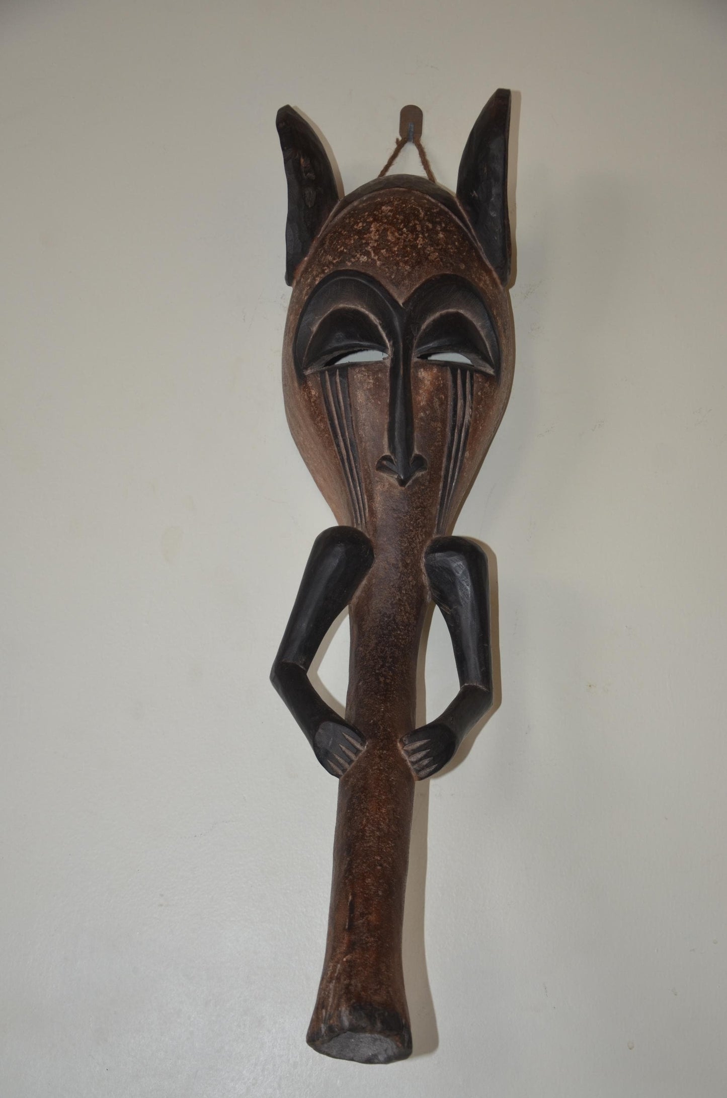 Senufo Elephant Mask | Hand-Carved Wood Wall Decor | Ivory Coast Zoomorphic Art