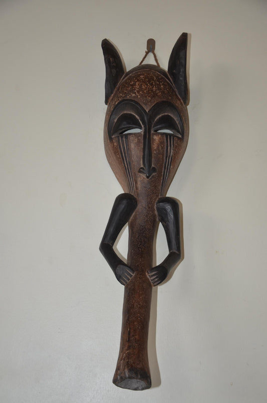 Senufo Elephant Mask | Hand-Carved Wood Wall Decor | Ivory Coast Zoomorphic Art