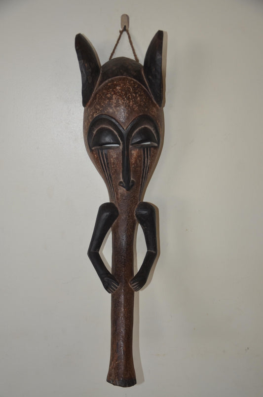 Senufo Elephant Mask | Hand-Carved Wood Wall Decor | Ivory Coast Zoomorphic Art