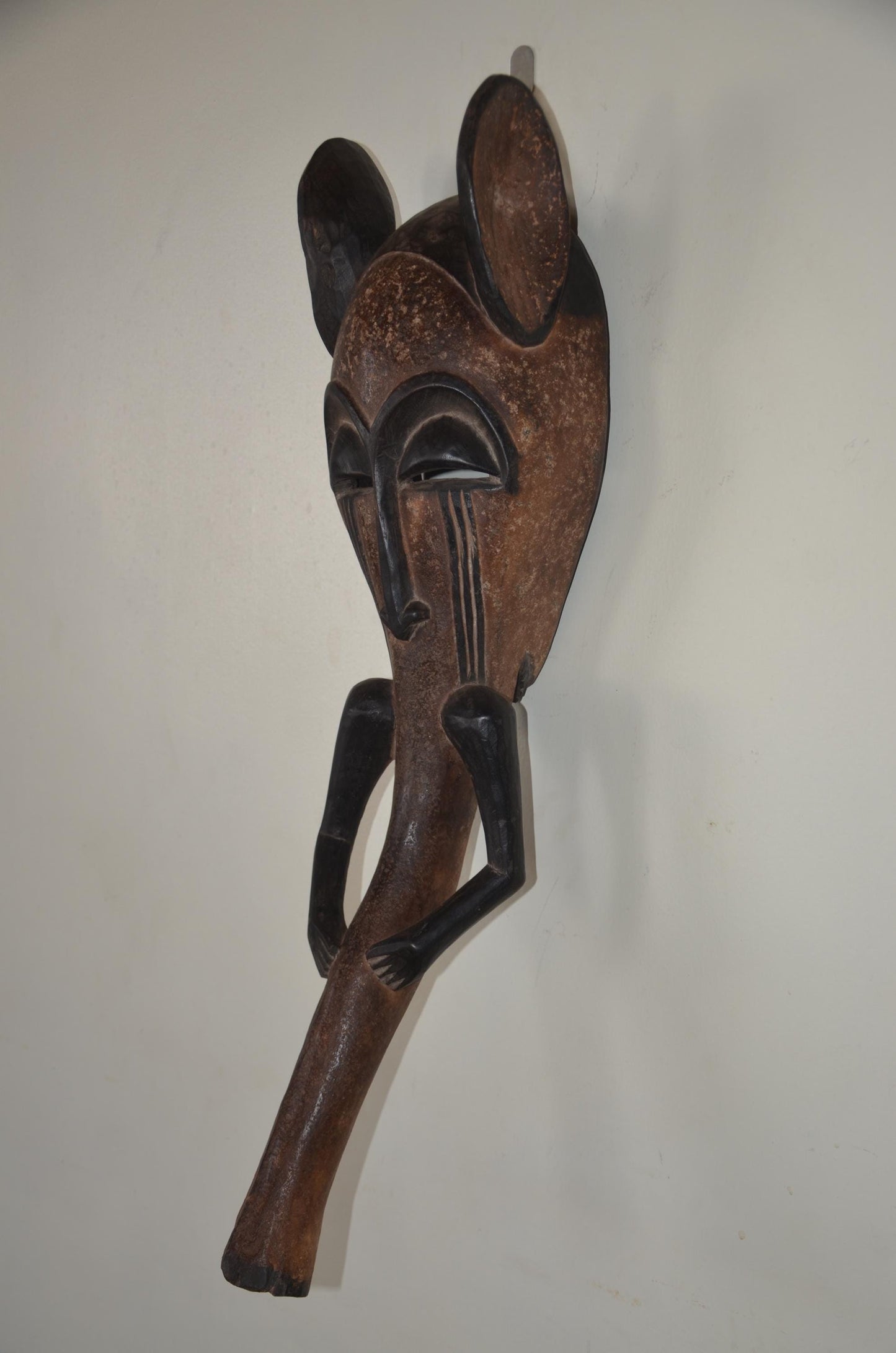 Senufo Elephant Mask | Hand-Carved Wood Wall Decor | Ivory Coast Zoomorphic Art
