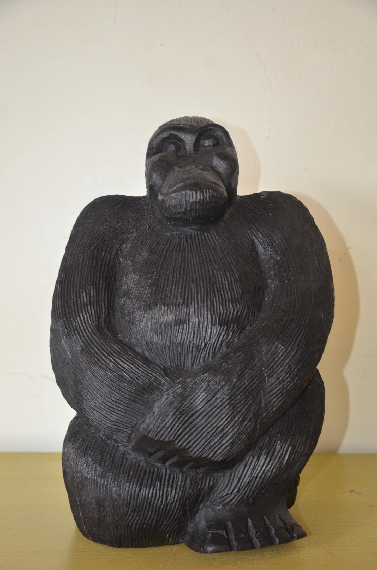 Rwandan Mountain Gorilla – 17" Hand-Carved Wood – Rwanda Silverback Art