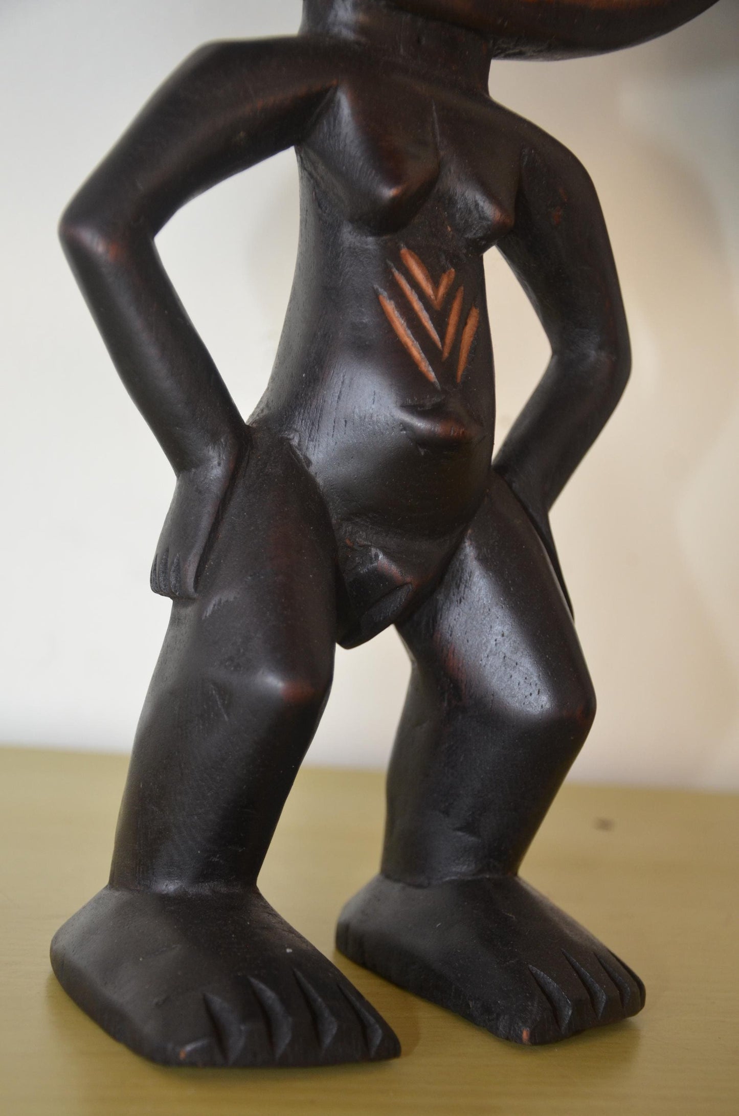 Ashanti Akua'ba Statue – 17" Hand-Carved Wood – Ghana Fertility Ritual Art