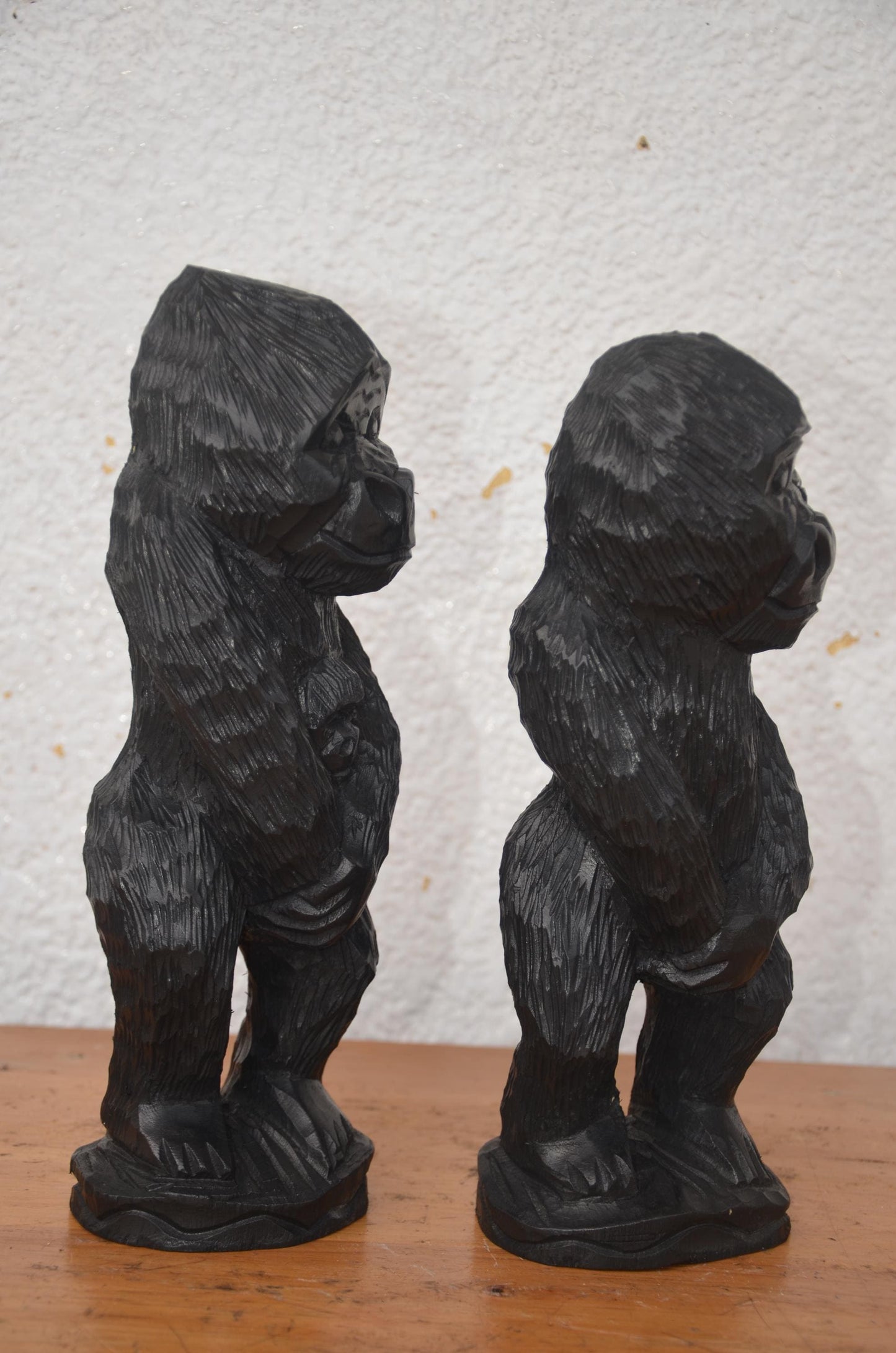 Rwandan Gorilla Couple – 12" Hand-Carved Wood – Volcanoes National Park Art