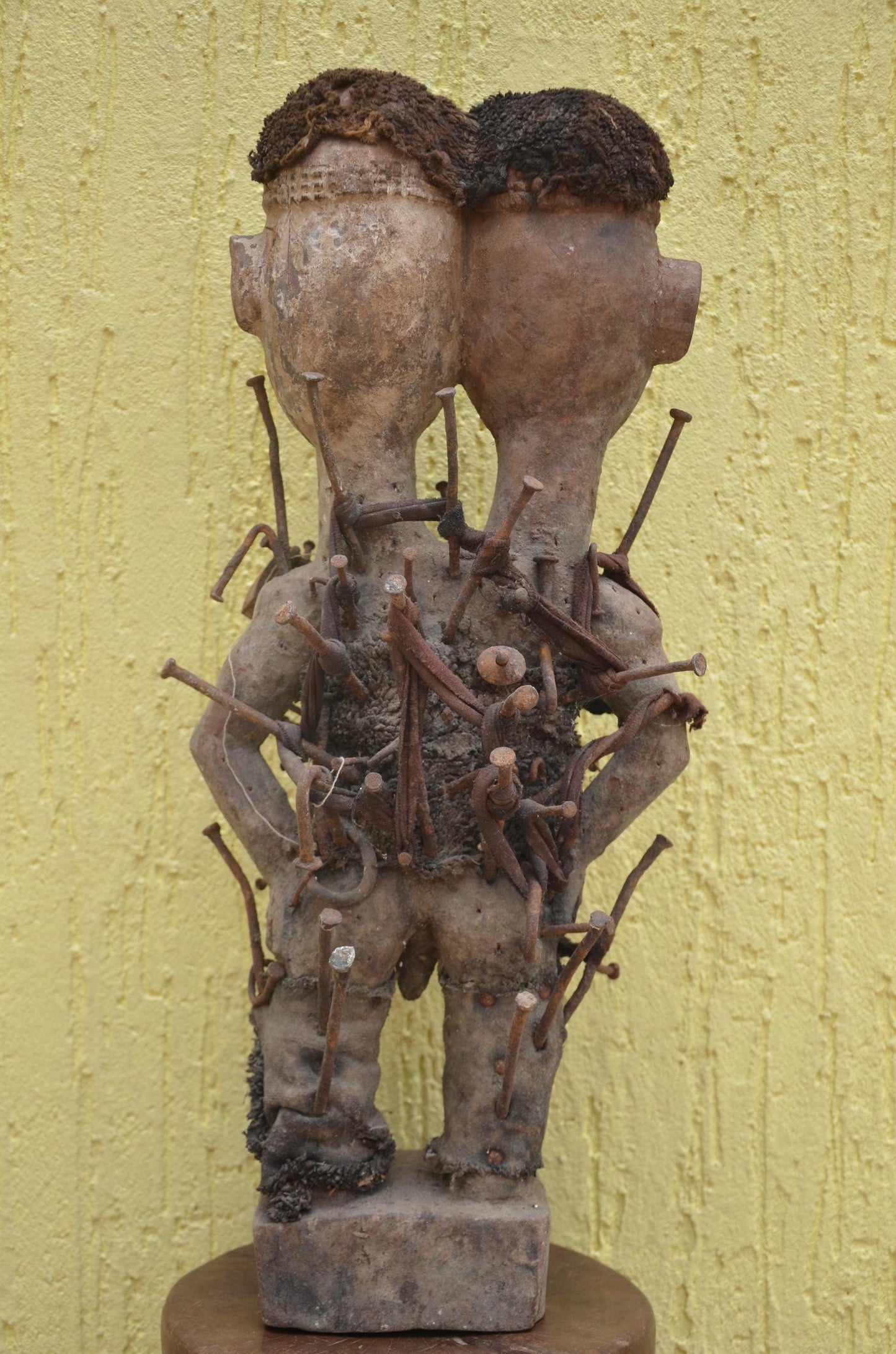 Nkisi Nkondi Power Figure – 22" Two-Headed Nail Fetish – Kongo Tribal Art