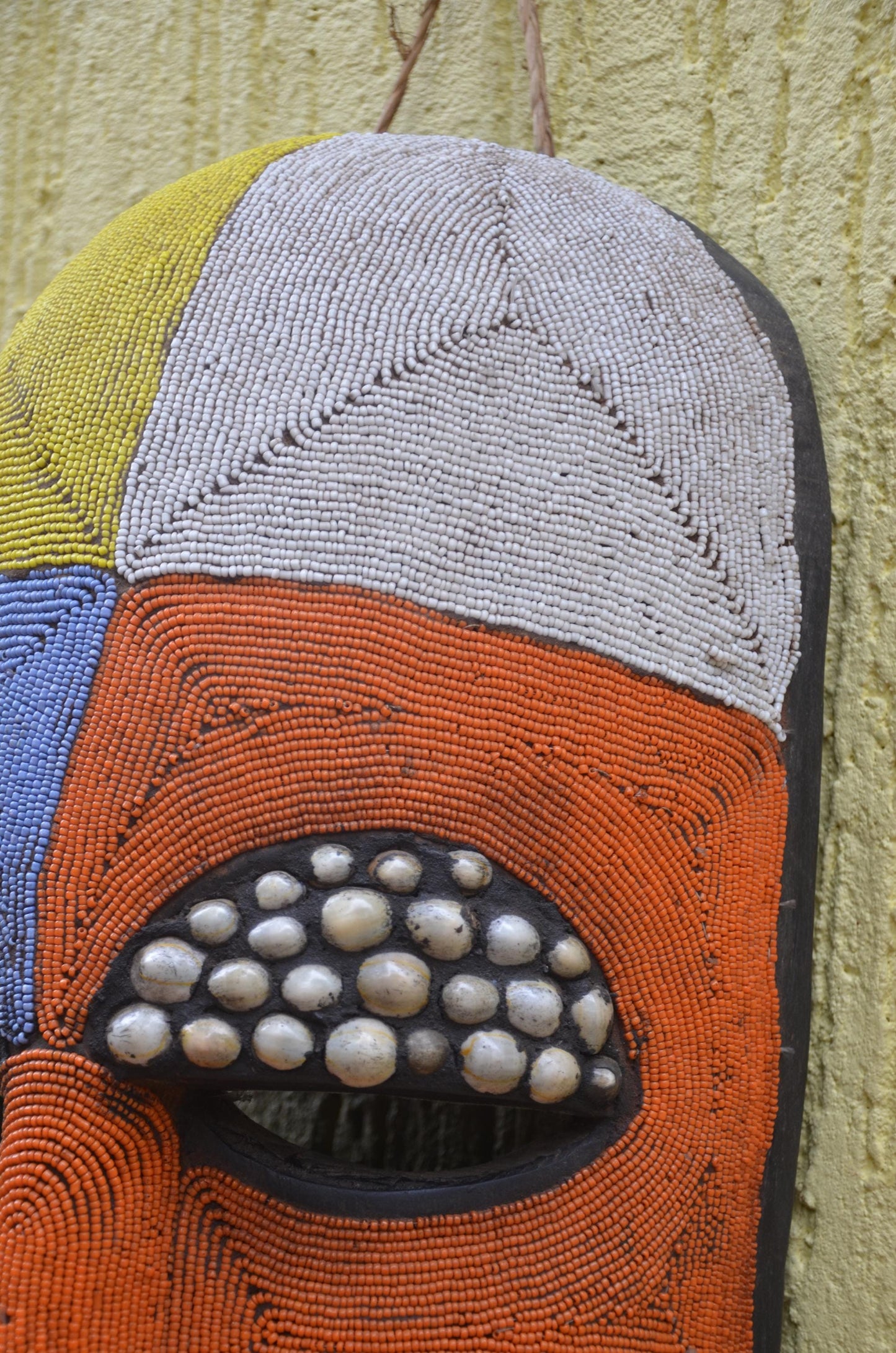 Bamileke Beaded Mask – 23" Handcrafted Cameroon Art – Tribal Wall Sculpture