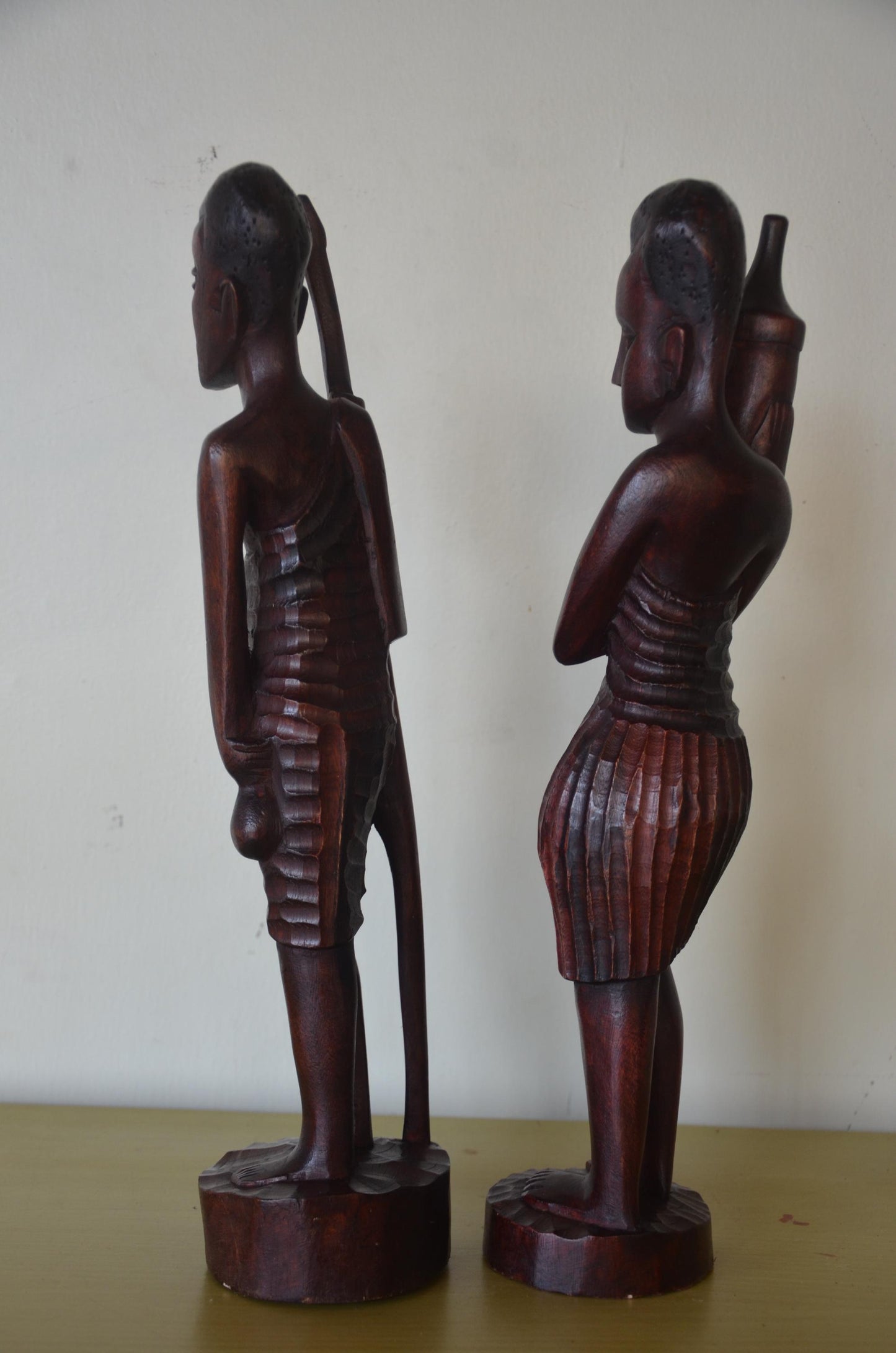 Rwandan Couple Statue | Hand-Carved Wood Cultural Figures | Rwanda Traditional Folk Art