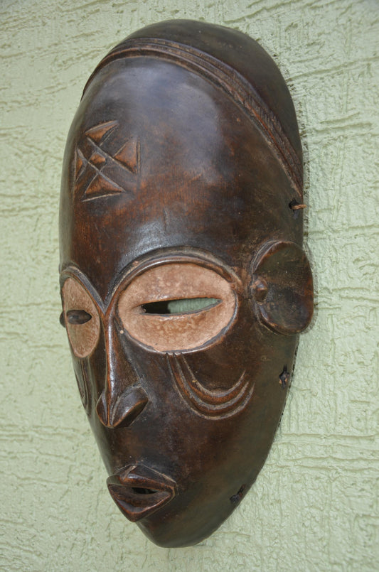 Dan Tribal Mask | Hand-Carved Wood Wall Decor | Ivory Coast Liberia Serene Spirit Art