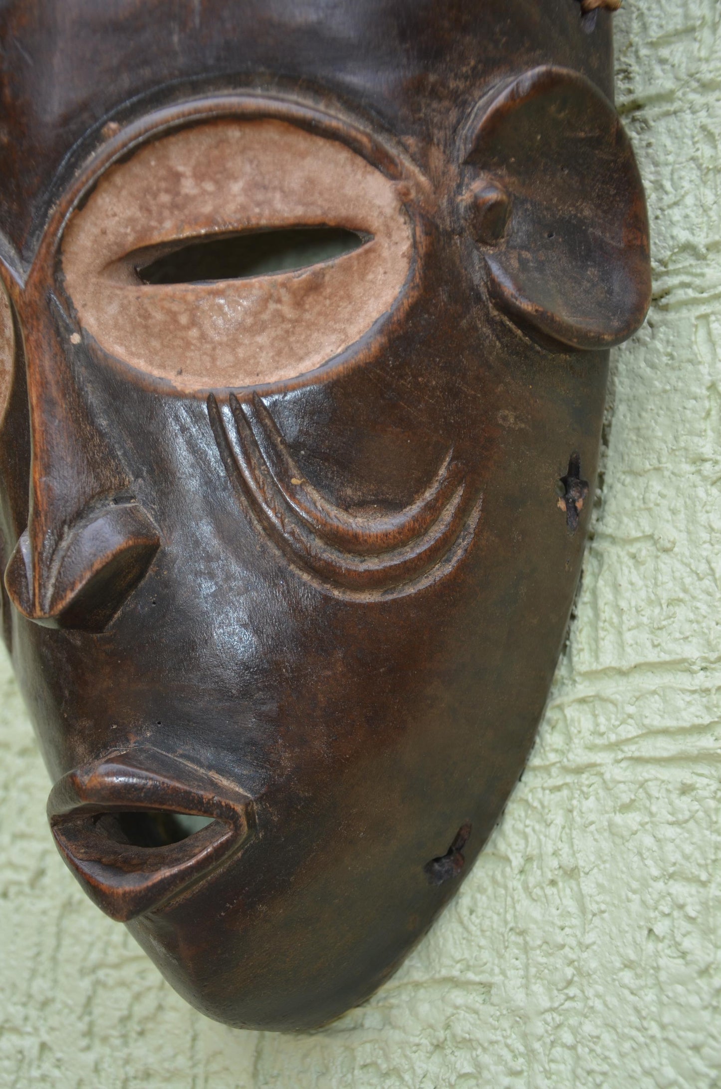 Dan Tribal Mask | Hand-Carved Wood Wall Decor | Ivory Coast Liberia Serene Spirit Art