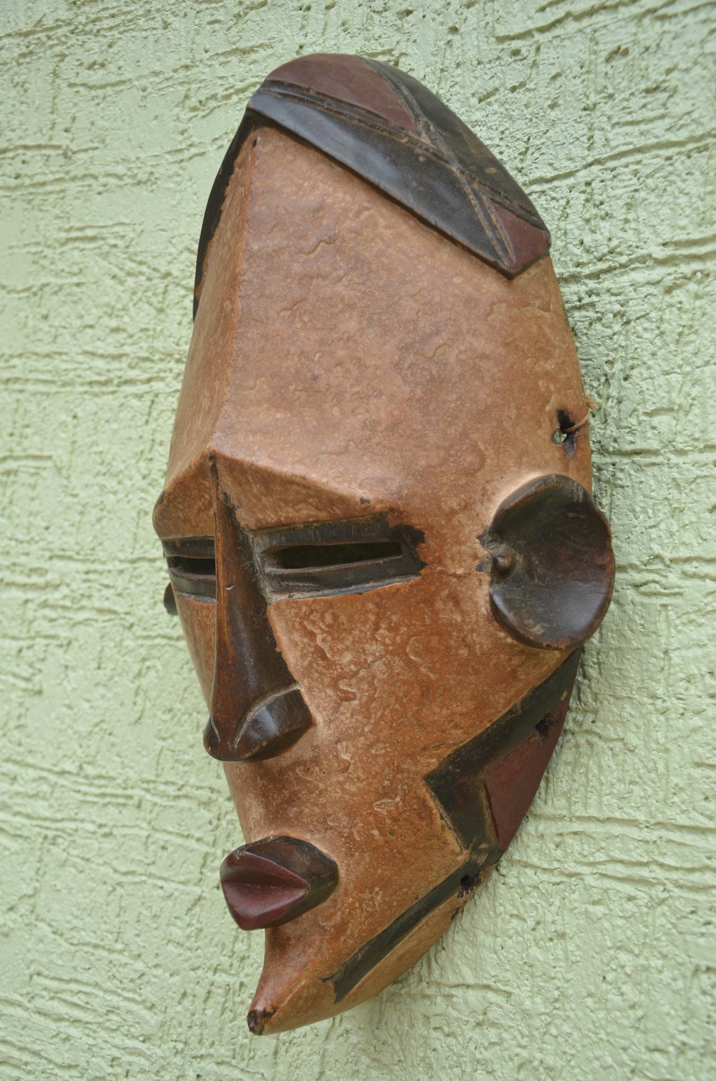 Lwalwa Cubist Mask | Hand-Carved Wood Wall Decor | Congo Angular Geometric Art