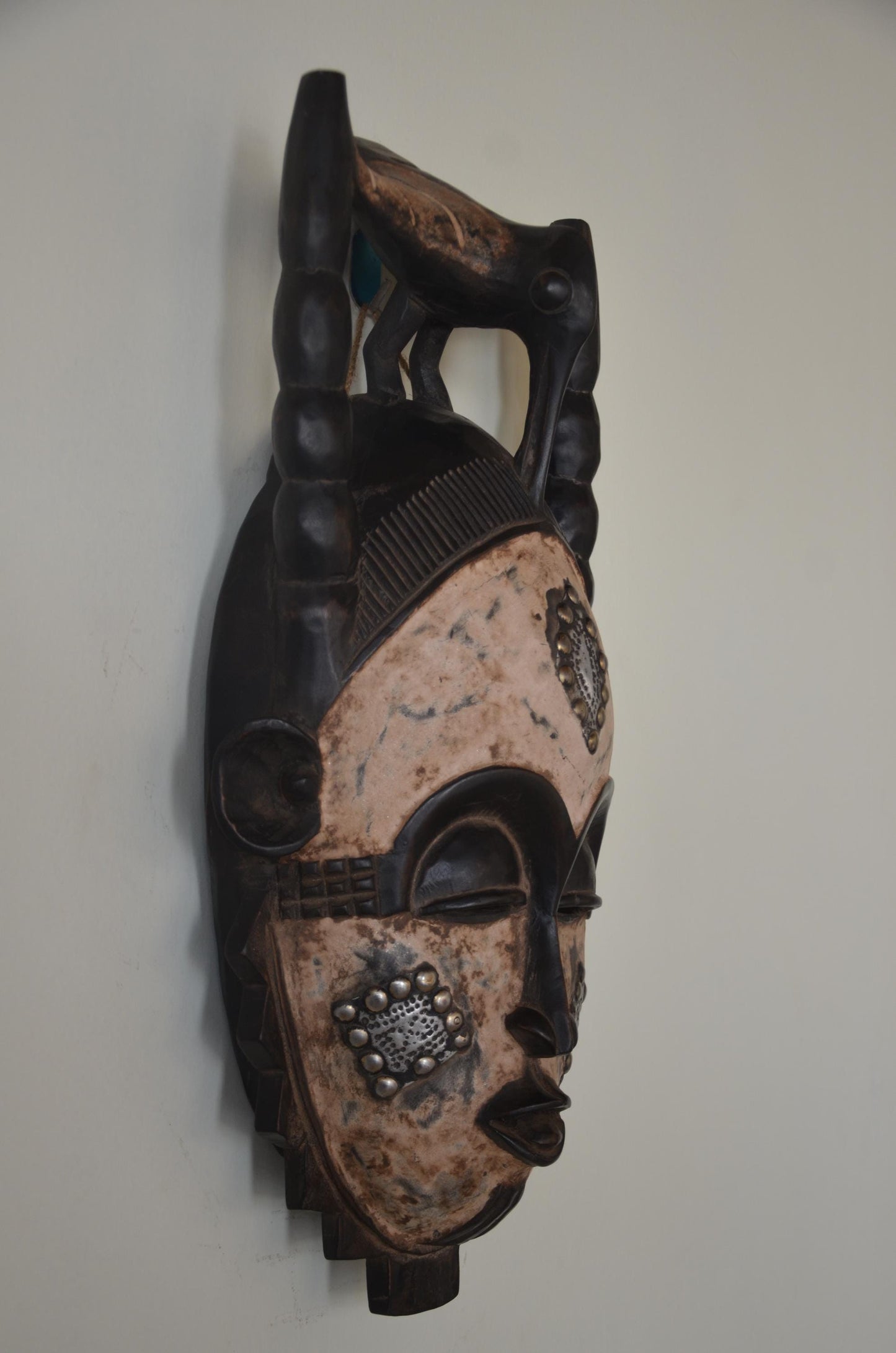 Igbo Maiden Spirit Helmet Mask | African Tribal Wall Decor | Hand Carved Wood Art