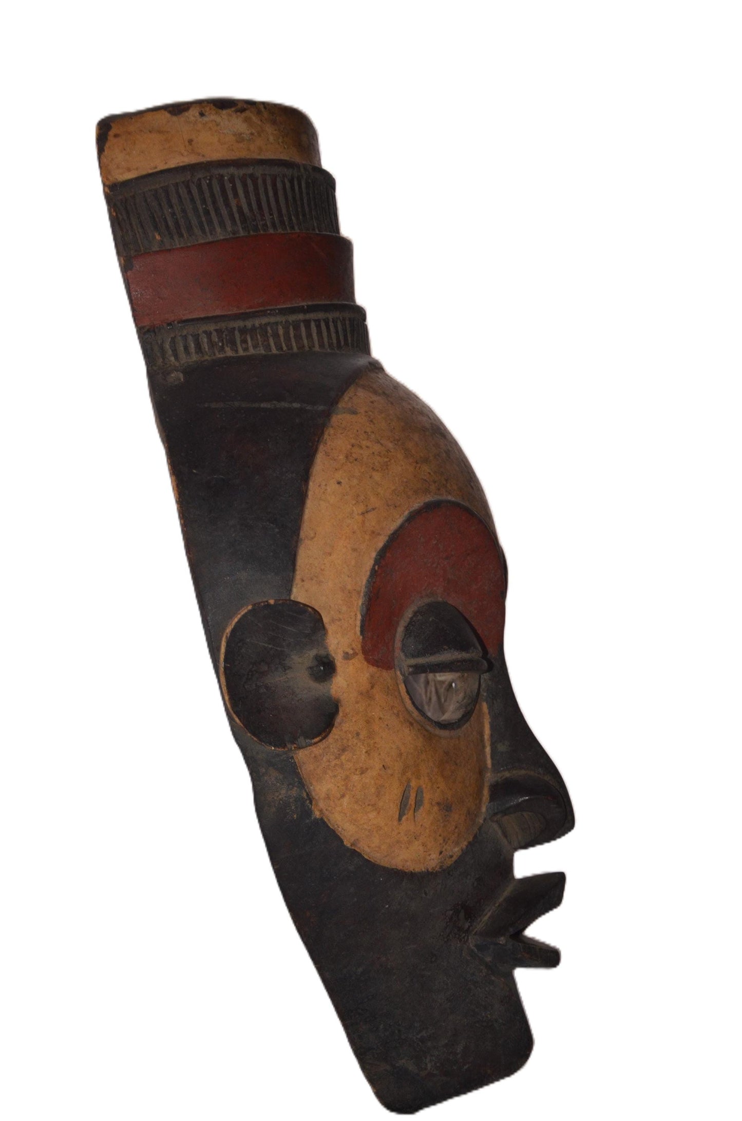 Pende Tribal Mask | Hand-Carved Wood Deep Profile | Congo Melancholic Spirit Art