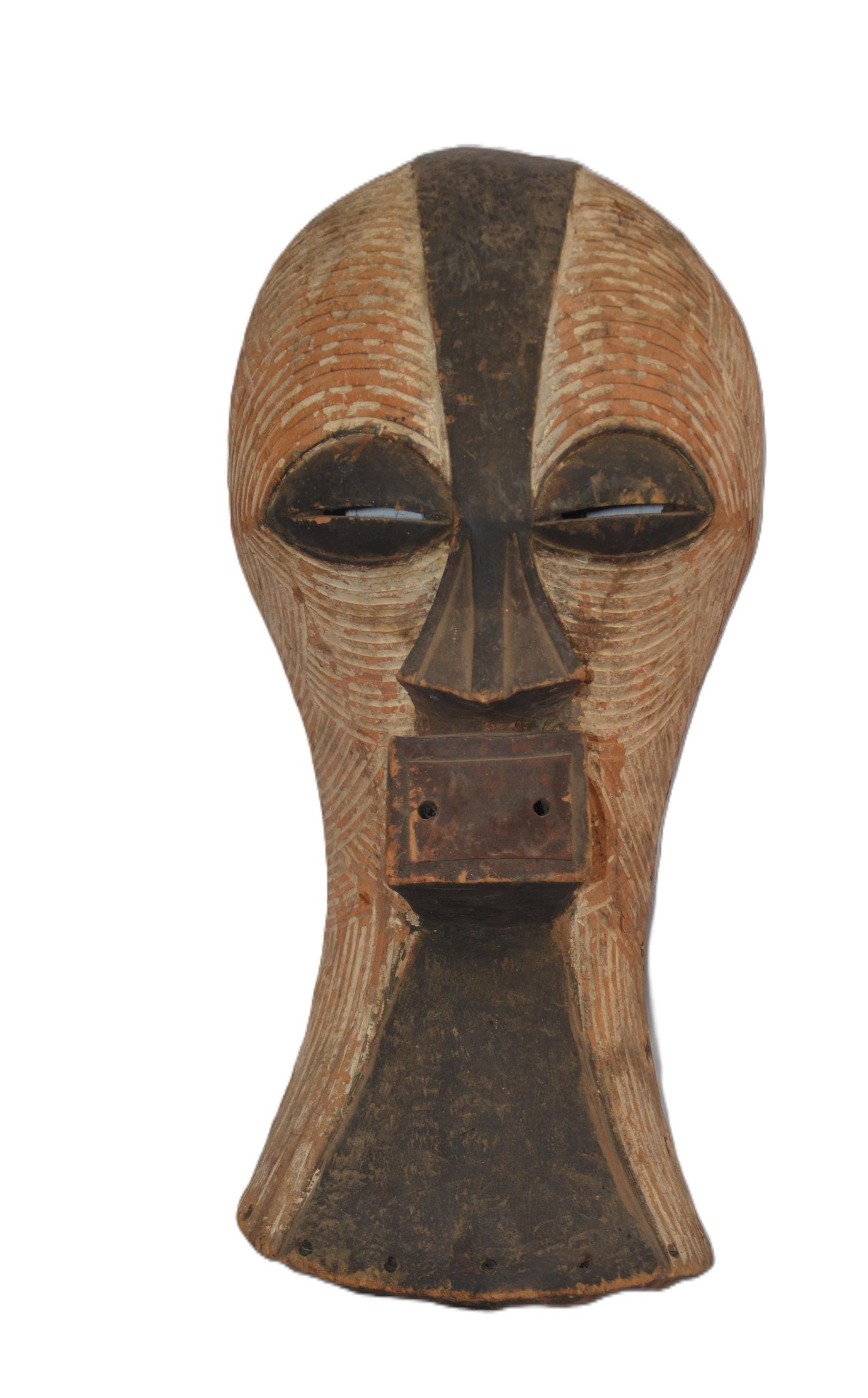 Songye Kifwebe Mask | Large Hand-Carved Wood Striated Art | Congo Elongated Tribal Decor