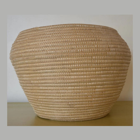 Handwoven Coiled Basket | Deep Wood Tone Storage Bowl | African Sisal Organization Art