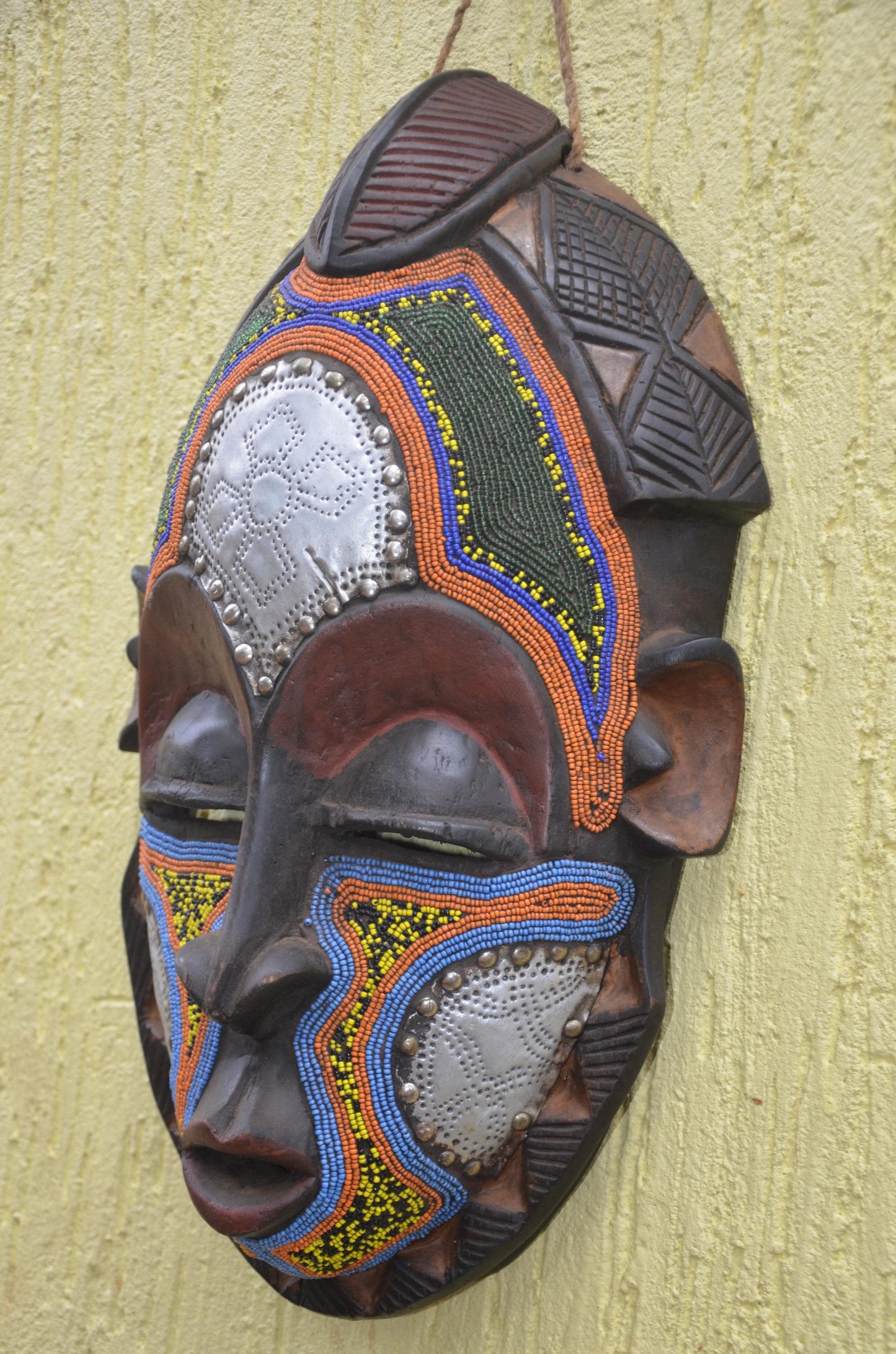 Luba Bird Mask | Hand-Carved Wood Zoomorphic Art | Congo Tribal Aviary Wall Decor