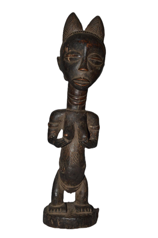 Luba Female Standing Figure DRC | African Wood Sculpture | Congo Tribal Statue