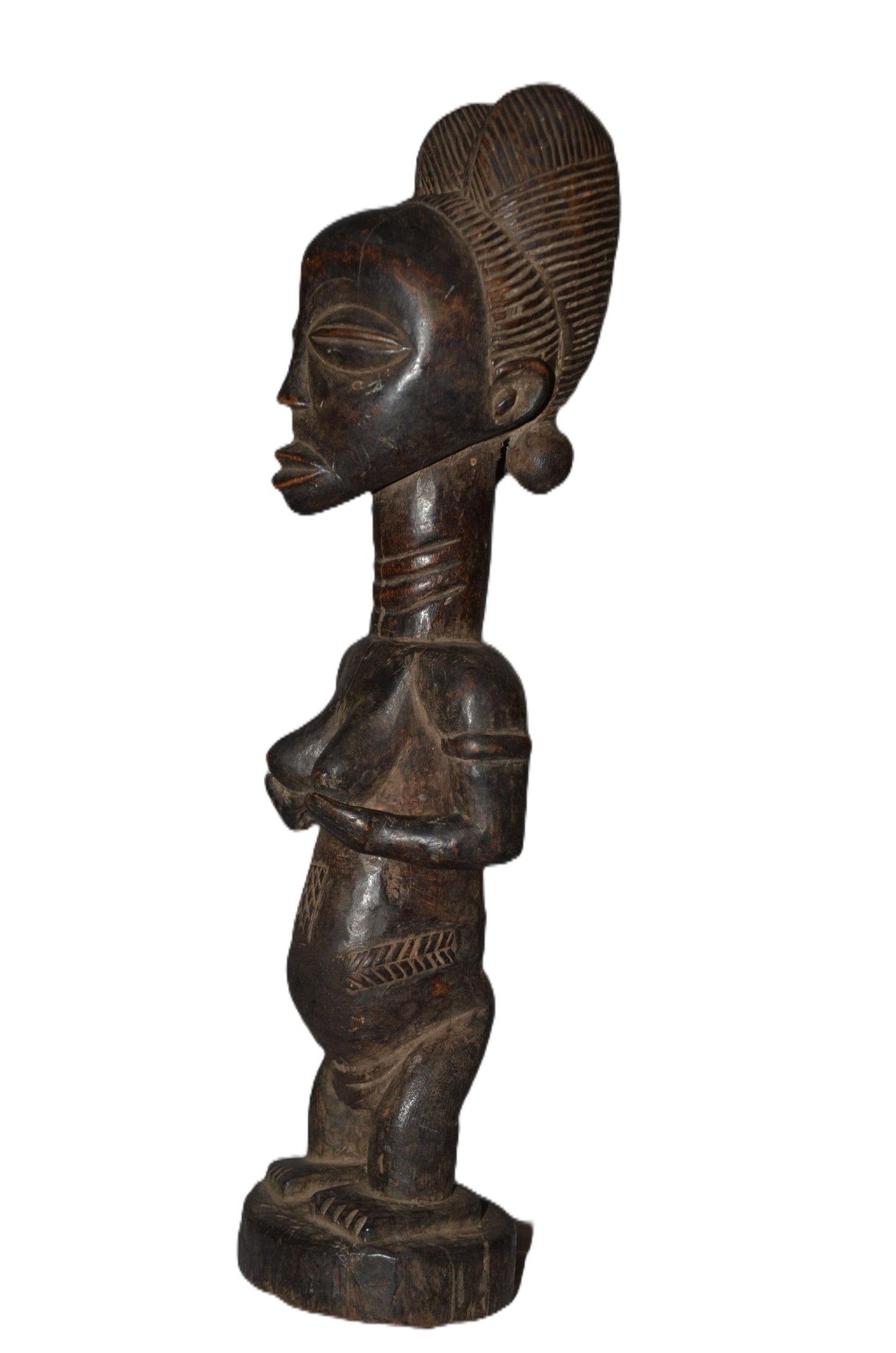 Luba Female Standing Figure DRC | African Wood Sculpture | Congo Tribal Statue
