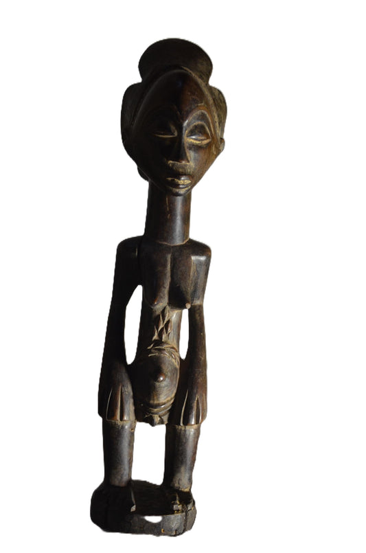 Luba Standing Female Figure DRC | African Wood Sculpture | Congo Tribal Statue