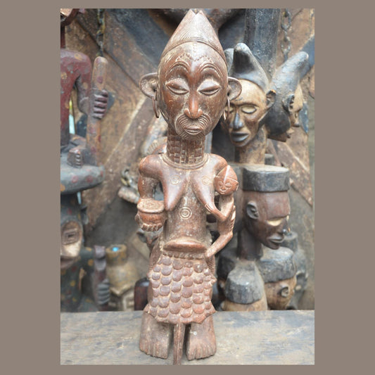Yoruba Maternity Figure Nigeria | African Wood Sculpture | Tribal Mother Statue