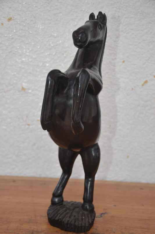 Ebony Horse Statue | Hand-Carved Luxury Wood Sculpture | African Blackwood Equestrian Art