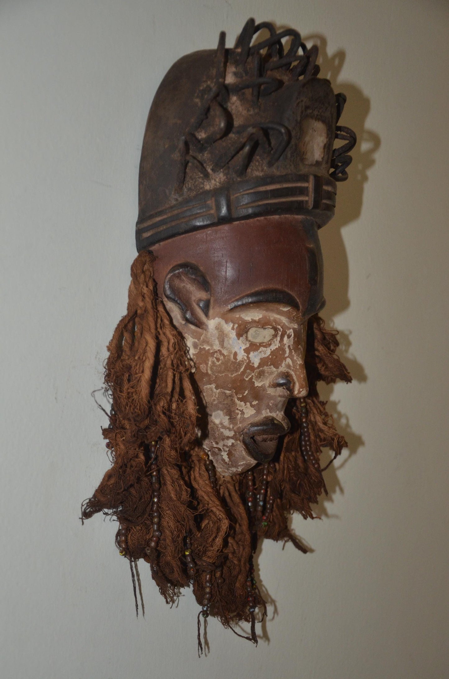 Chokwe Mwana Pwo Mask – 13" Hand-Carved Wood – Congo Tribal Feminine Art