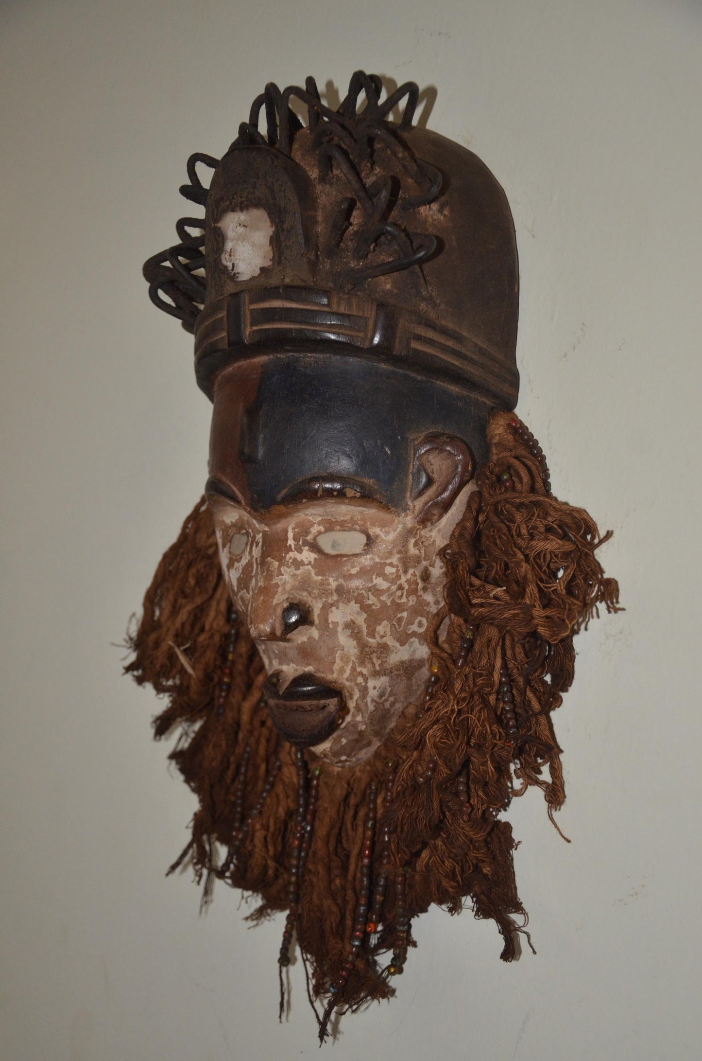 Chokwe Mwana Pwo Mask – 13" Hand-Carved Wood – Congo Tribal Feminine Art