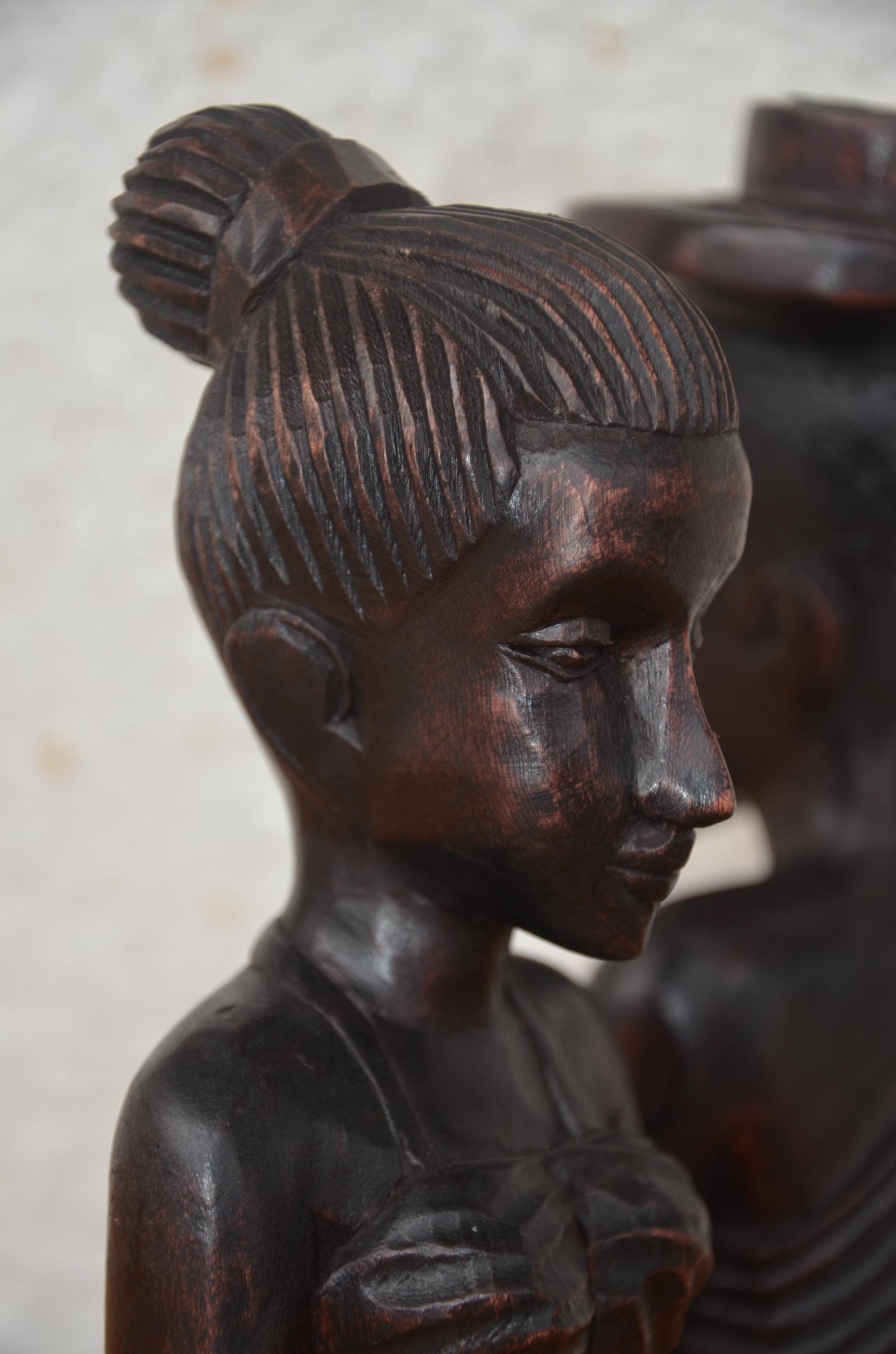 Rwandan Couple Statues – 10" Hand-Carved Wood Set – Traditional Rwanda Art