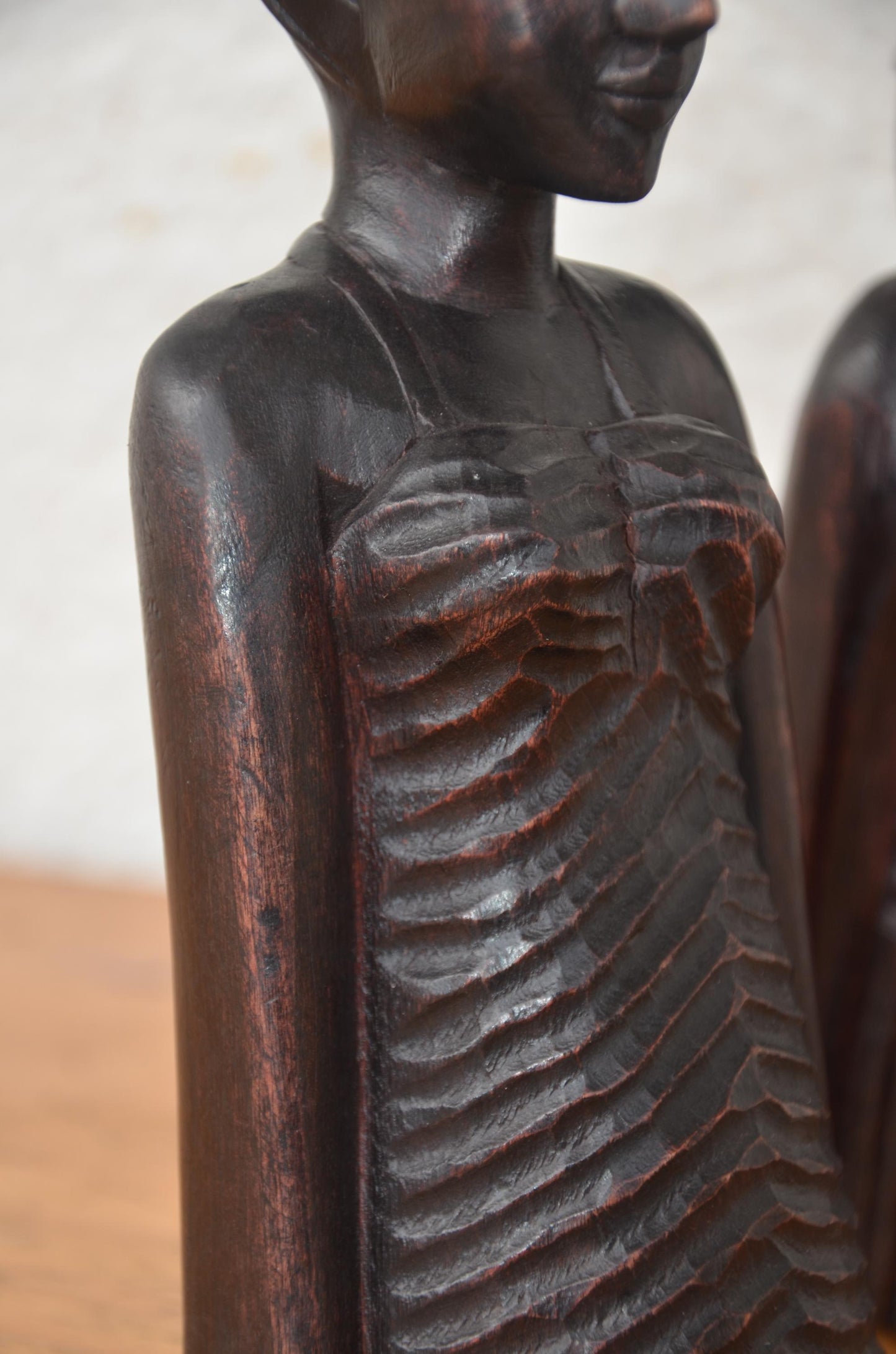 Rwandan Couple Statues – 10" Hand-Carved Wood Set – Traditional Rwanda Art