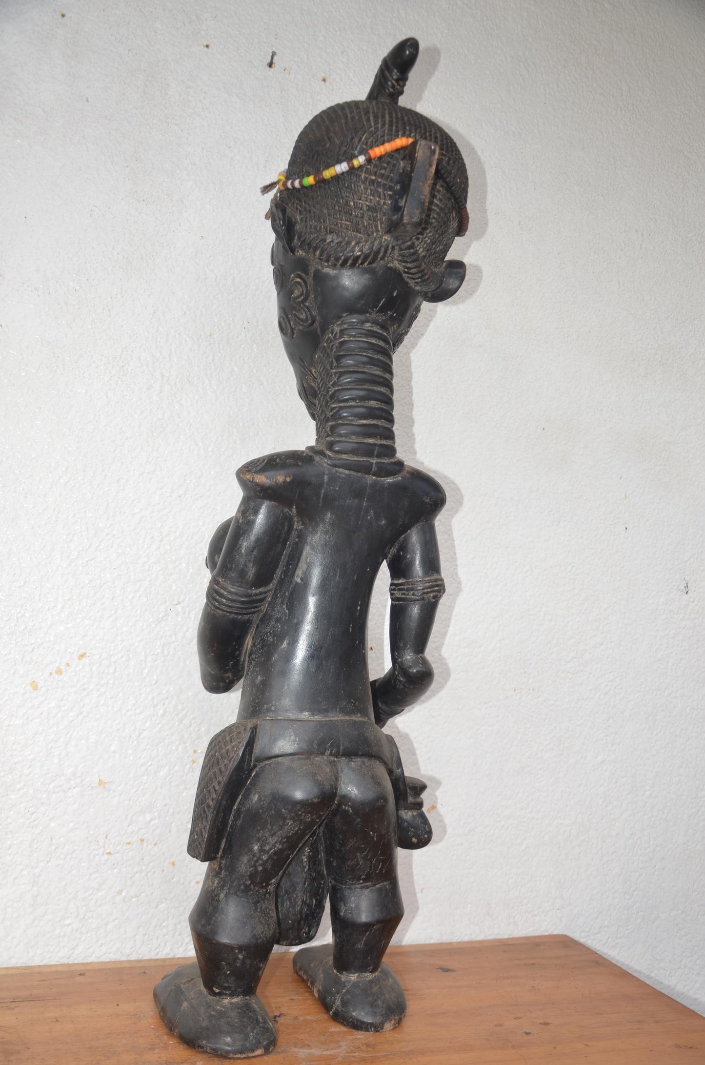Huge 43" Lulua Queen Statue – Hand-Carved Wood – Congo Tribal Prestige Art