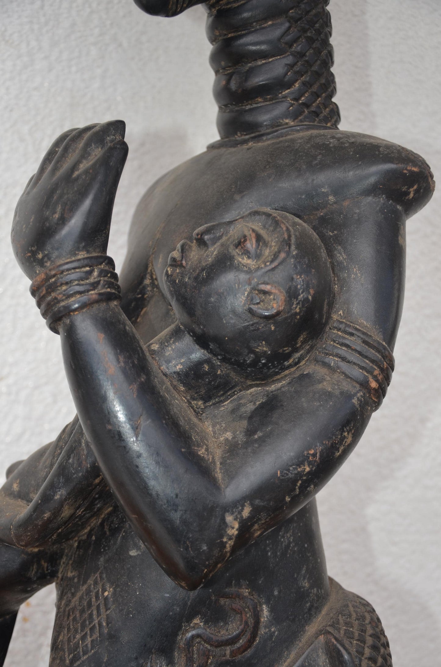 Huge 43" Lulua Queen Statue – Hand-Carved Wood – Congo Tribal Prestige Art
