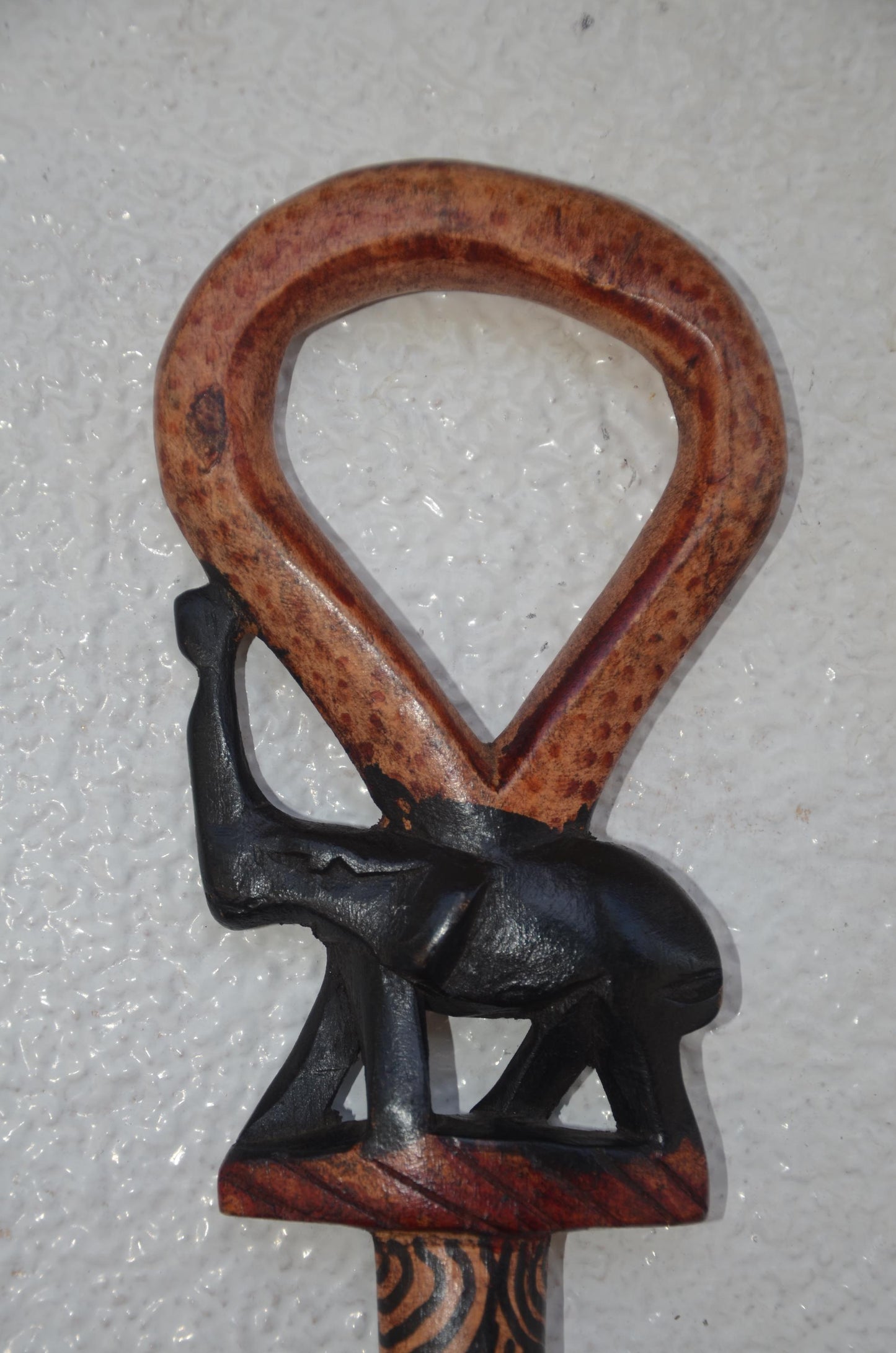 Rwandan Royal Walking Stick – 37" Hand-Carved Wood – Traditional King Inkoni