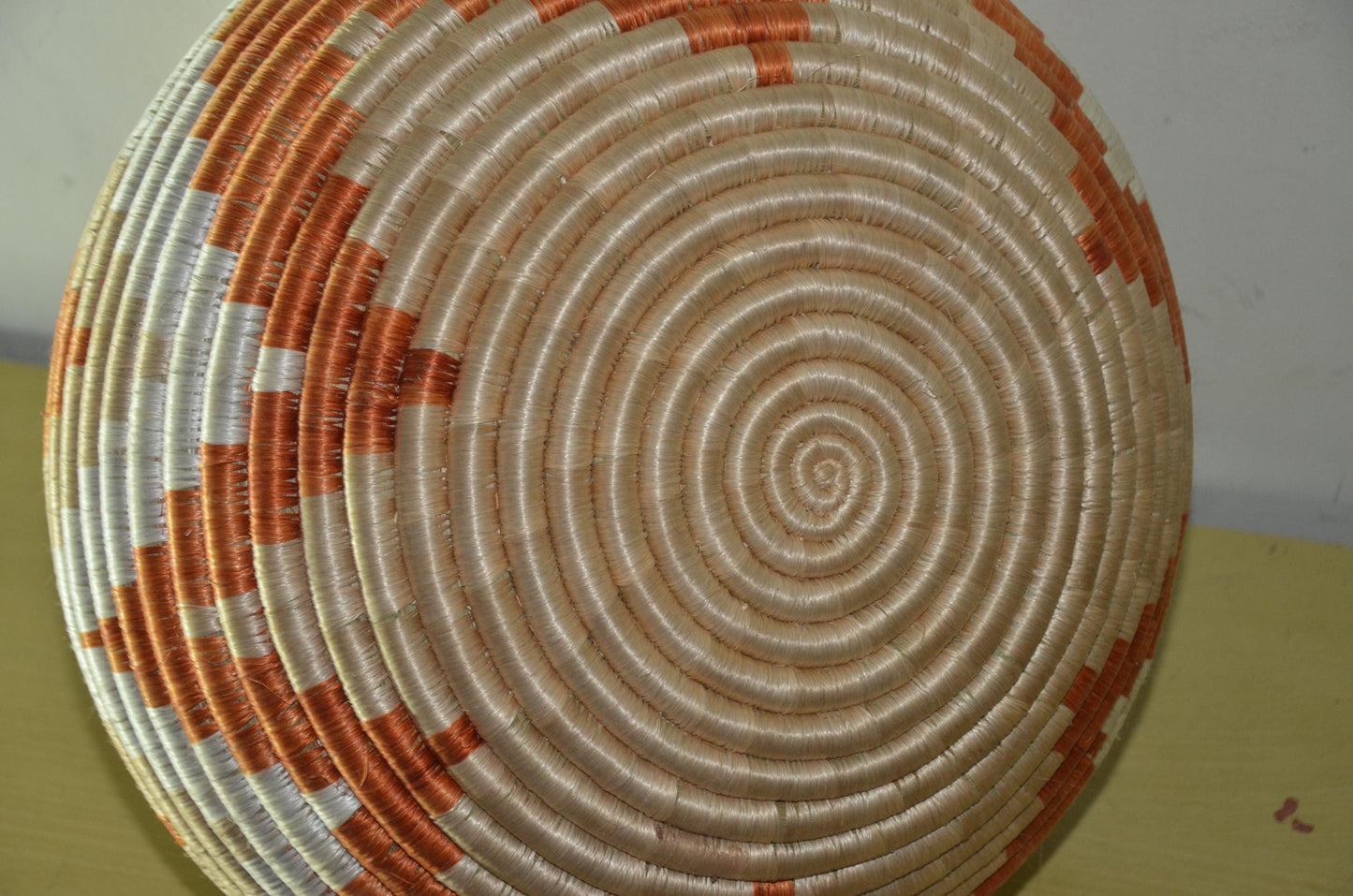 Large Agaseke Peace Basket – 15" Orange Diamond – Traditional Rwandan Art