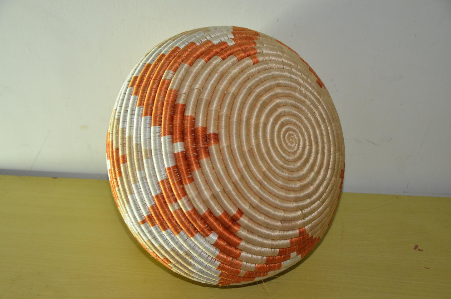 Large Agaseke Peace Basket – 15" Orange Diamond – Traditional Rwandan Art