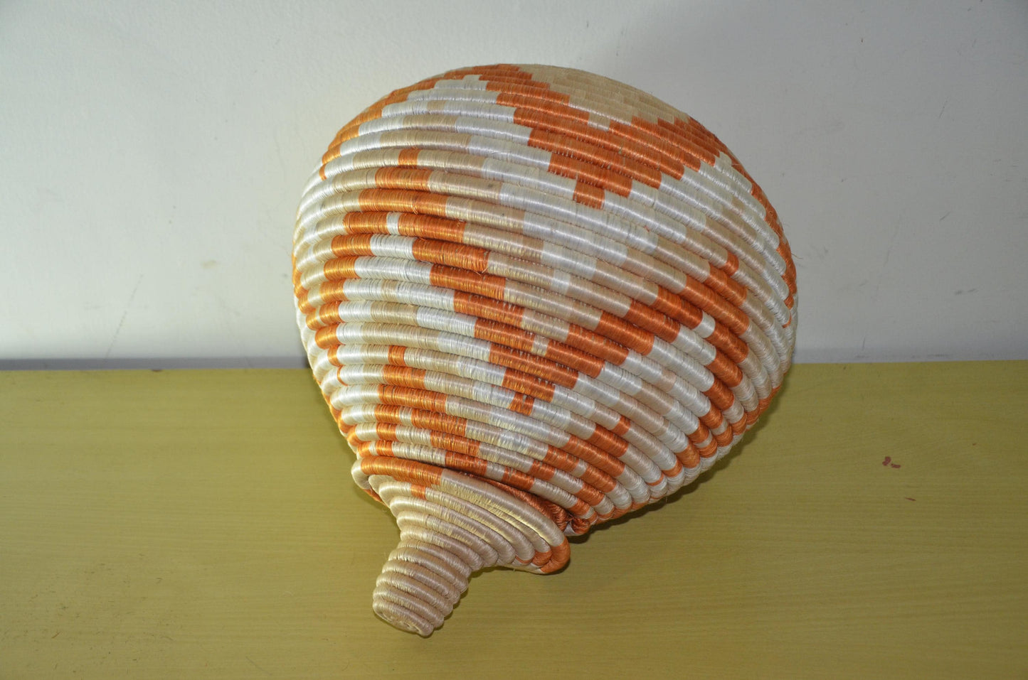 Large Agaseke Peace Basket – 15" Orange Diamond – Traditional Rwandan Art