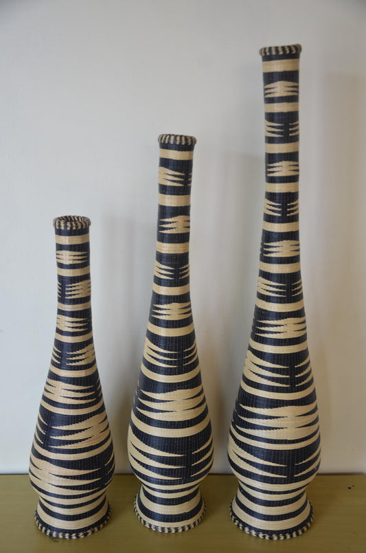 Tall 39" Rwandan Woven Vases – Handcrafted Wedding Floor Basket – Africa Art