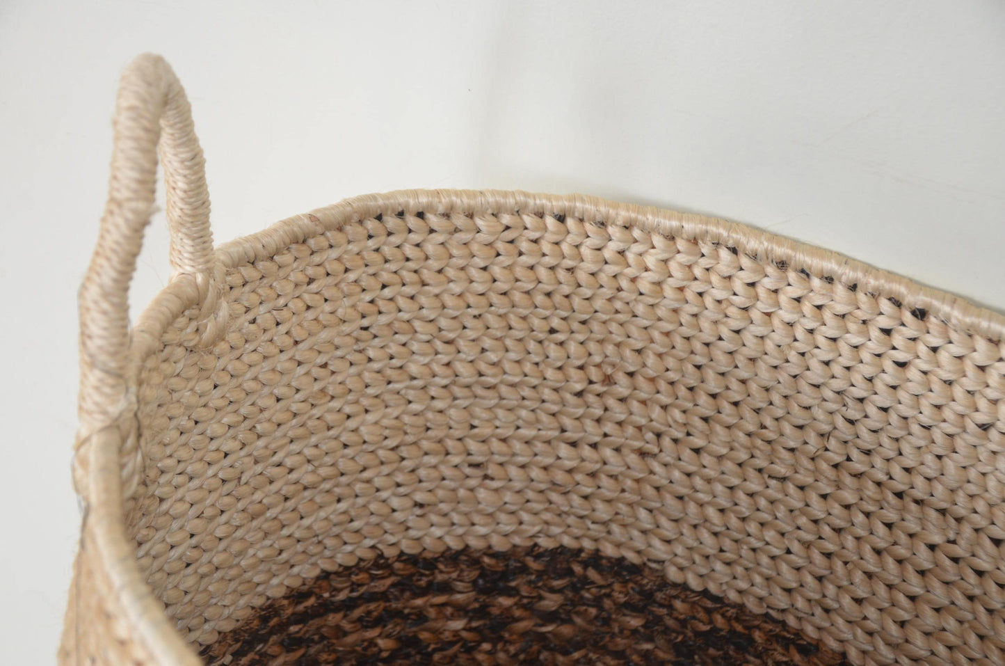 Large 21" Sisal Storage Basket – Two-Tone Handwoven Hamper – Rwandan Utility
