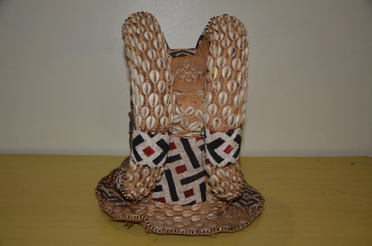 Kuba Ngady Mwaash Mask – 16" Beaded Royal Wood – Congo Tribal Wall Sculpture
