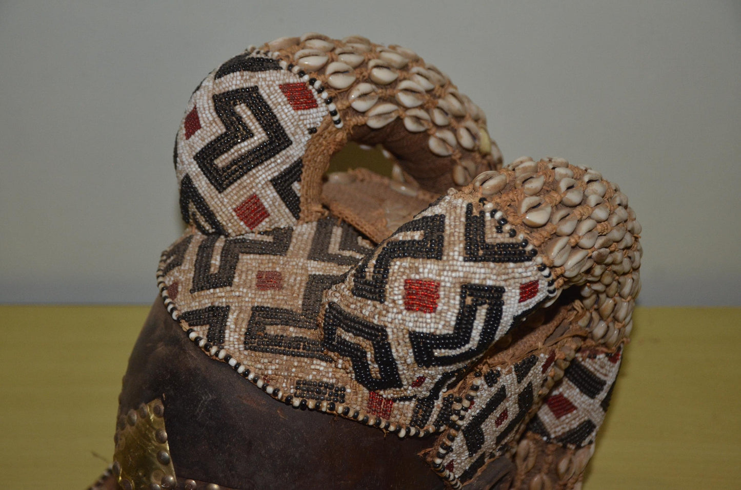 Kuba Ngady Mwaash Mask – 16" Beaded Royal Wood – Congo Tribal Wall Sculpture