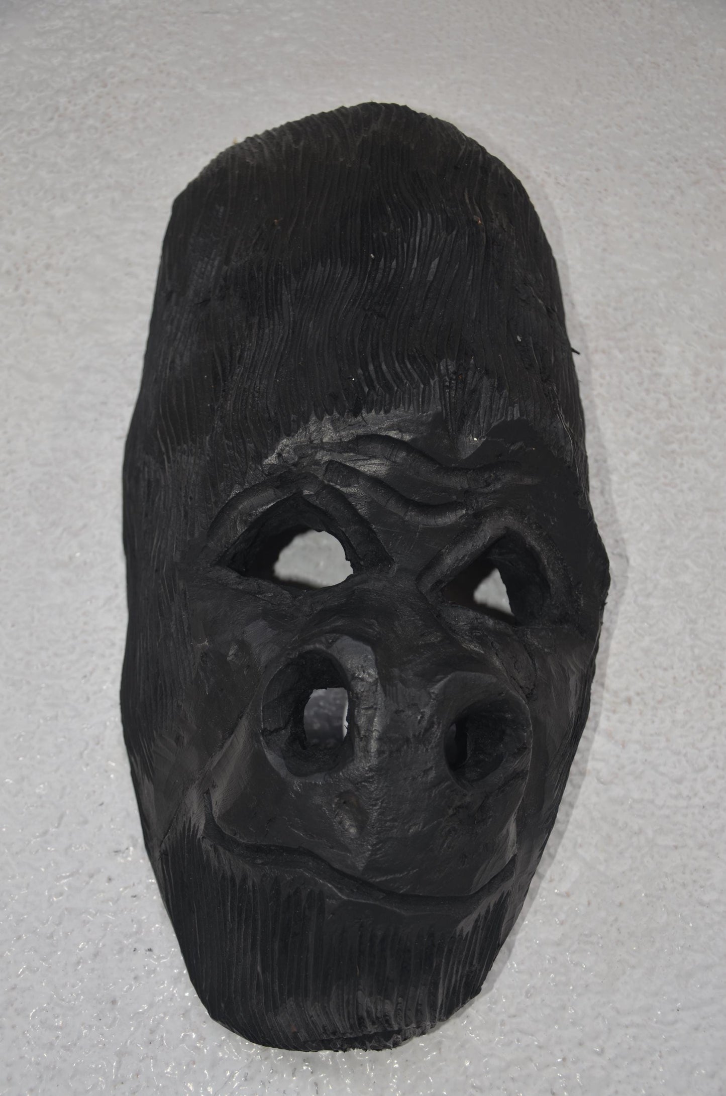 Rwandan Gorilla Mask | Hand-Carved Wood Mountain Silverback Art | Rwanda Wildlife Wall Decor